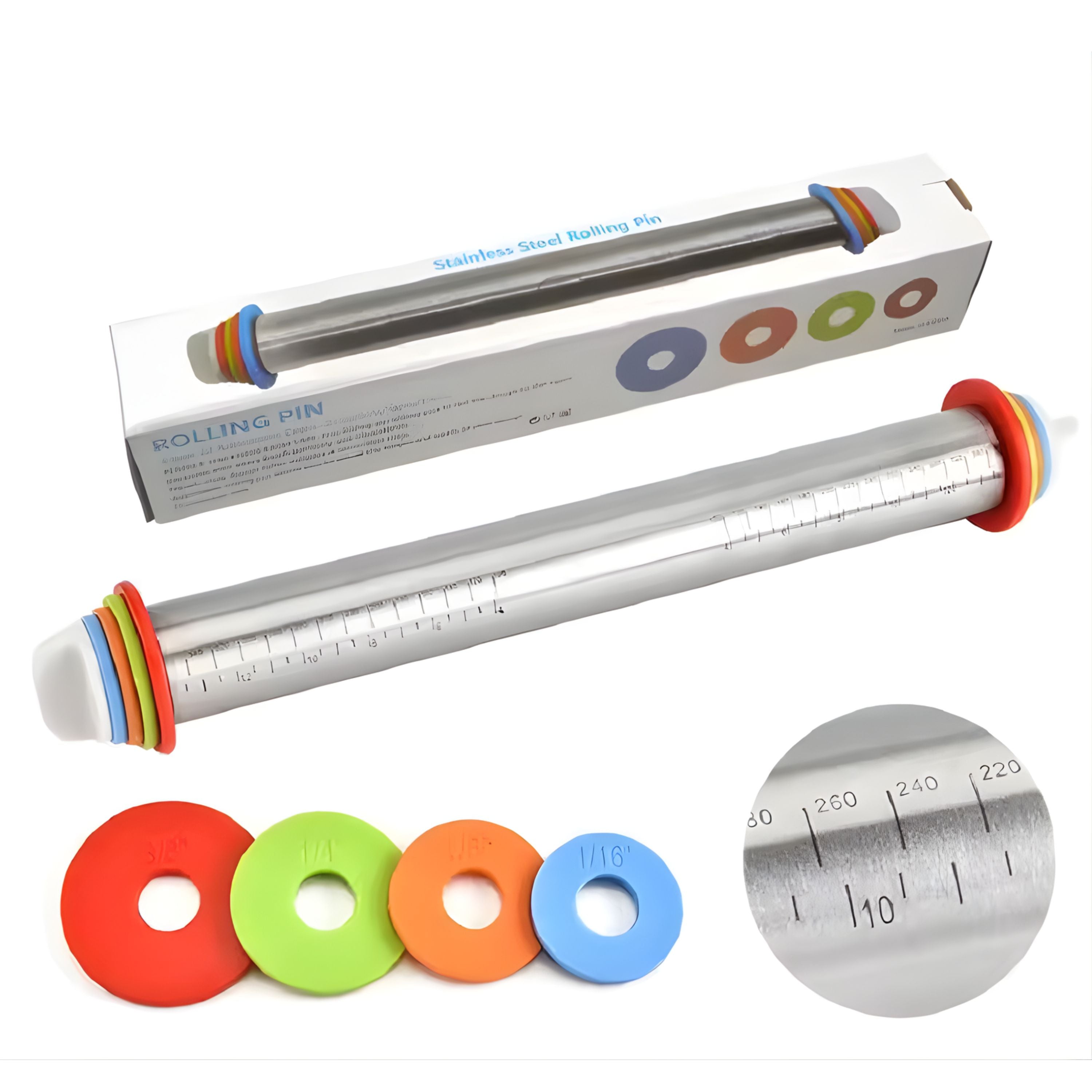 Kitcheniva Adjustable Stainless Steel Rolling Pin