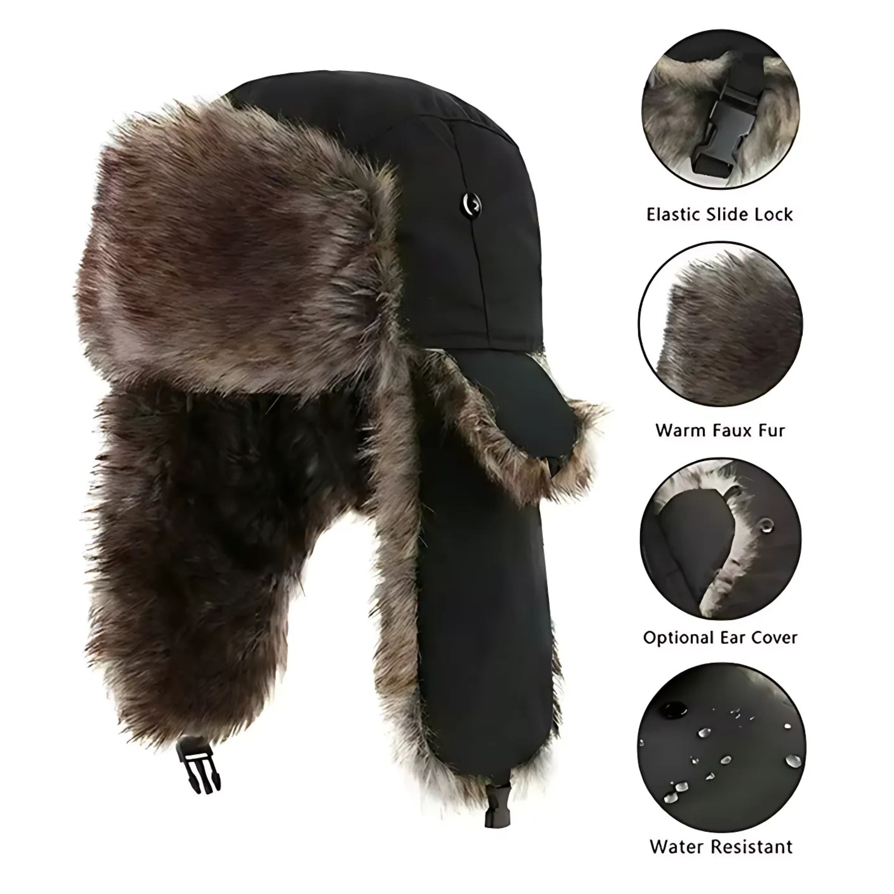 Kitcheniva Unisex Outdoor Winter Aviator Hat with Ear Guards - For Skiing, Fishing, Hunting