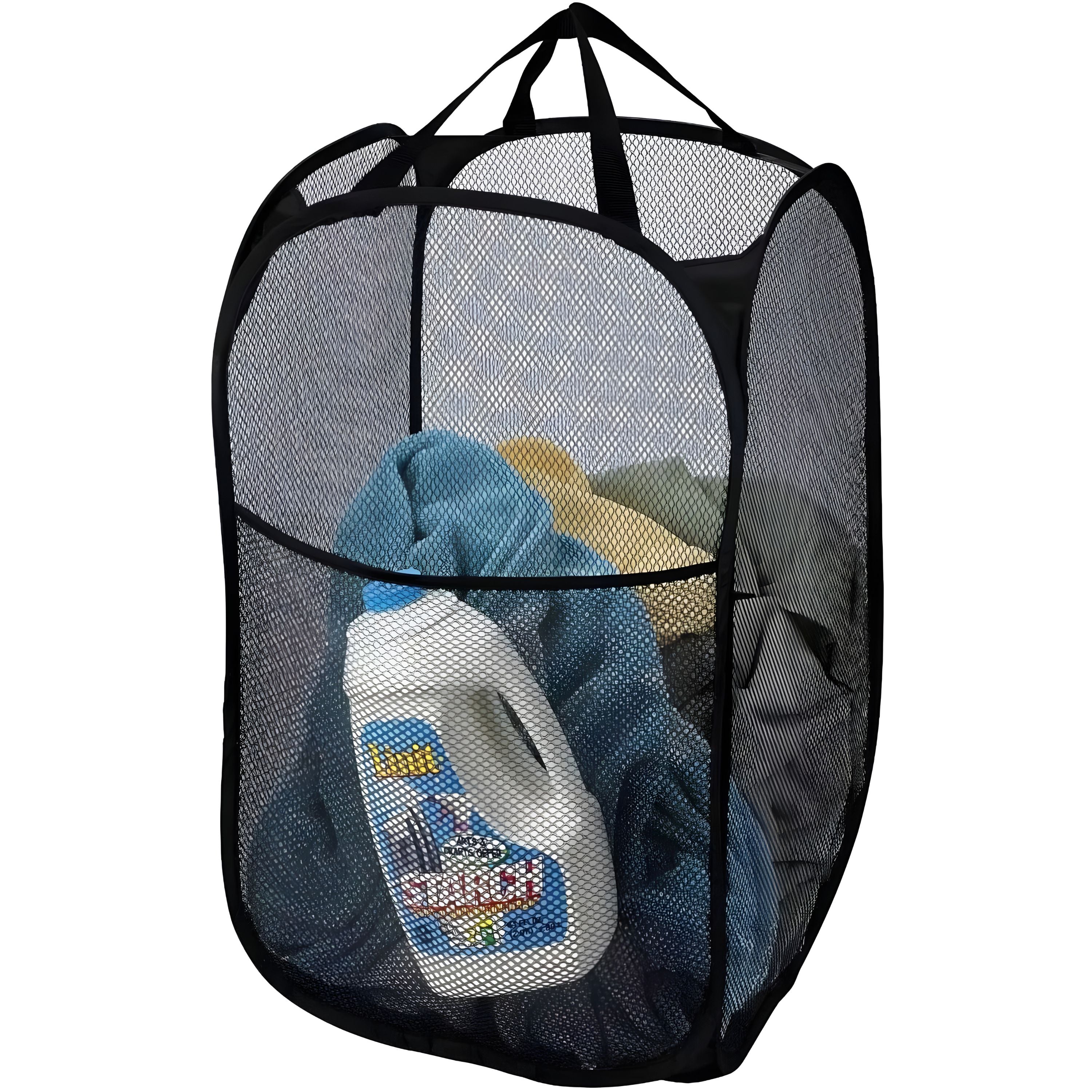 Kitcheniva Foldable Mesh Popup Laundry Hamper Black
