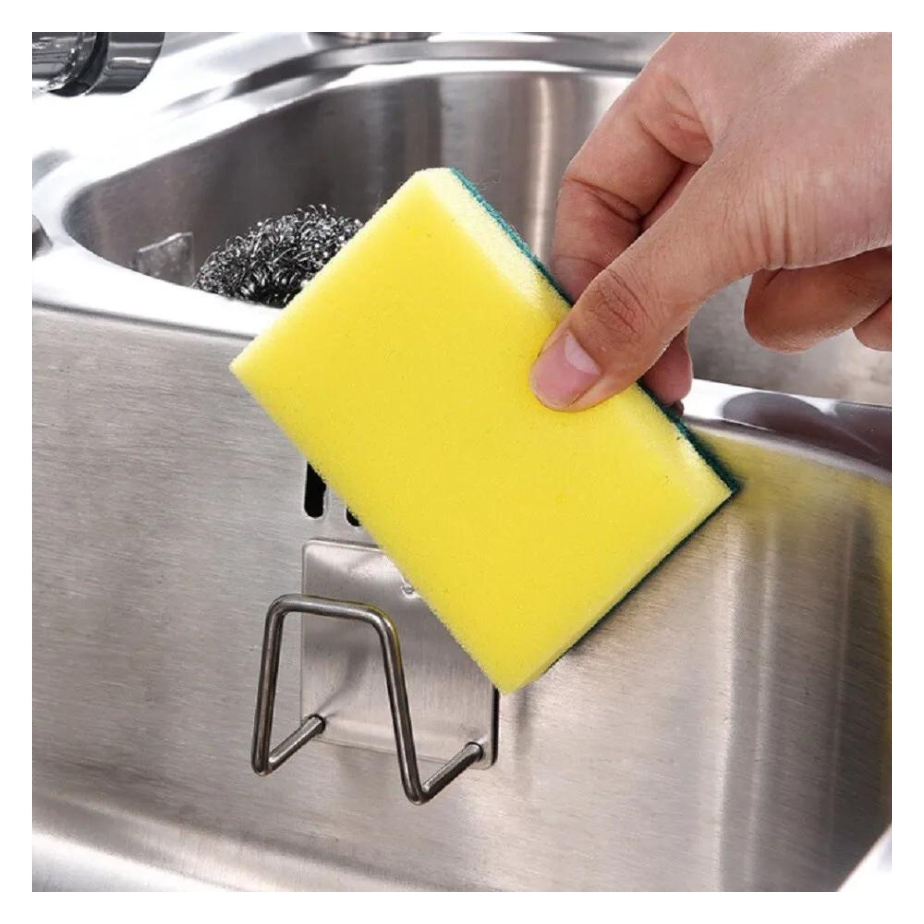 Kitcheniva Stainless Steel Adhesive Sponge Holder 4 Pcs