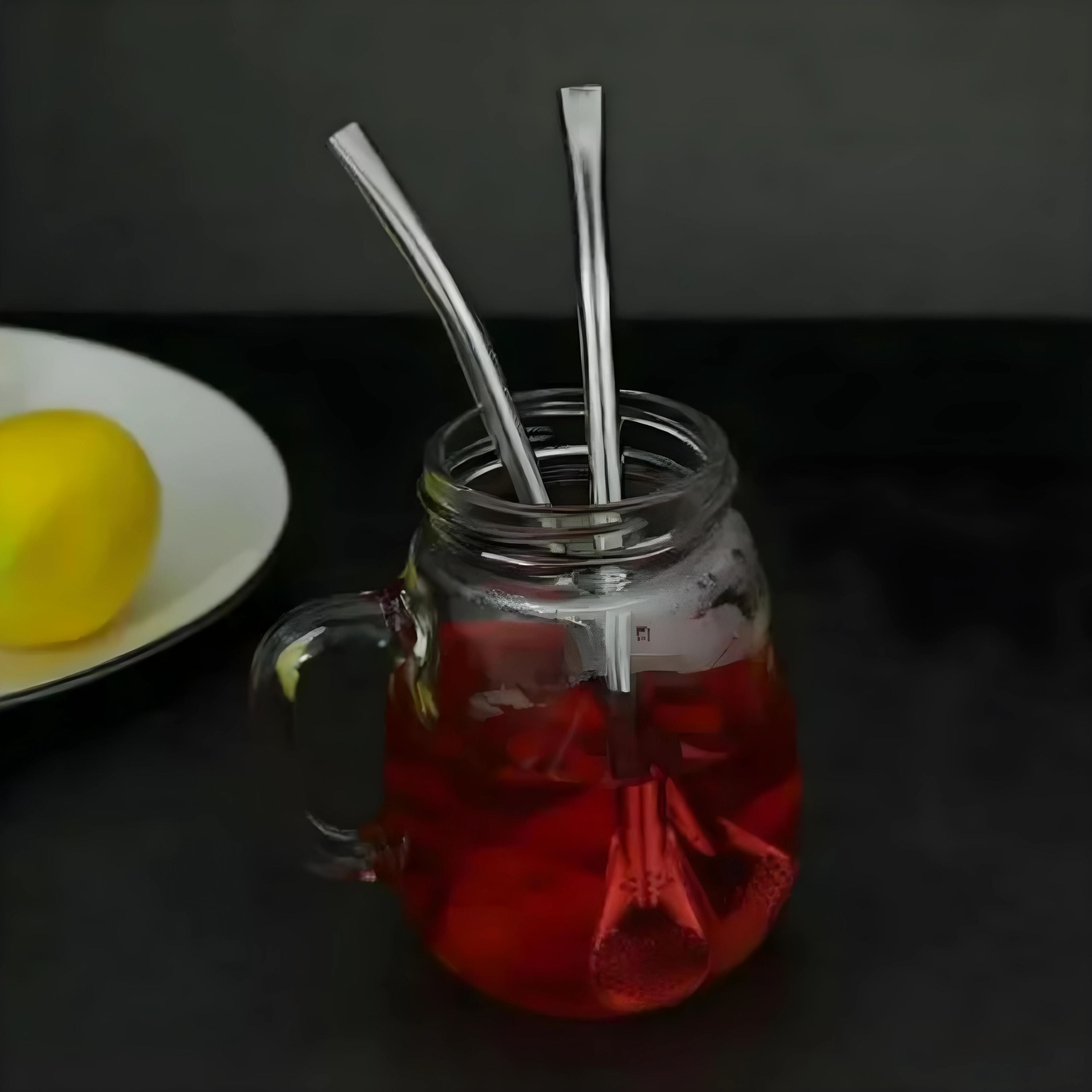 Kitcheniva Stainless Steel Drinking Straw Set w Filter Spoon 6 Pcs