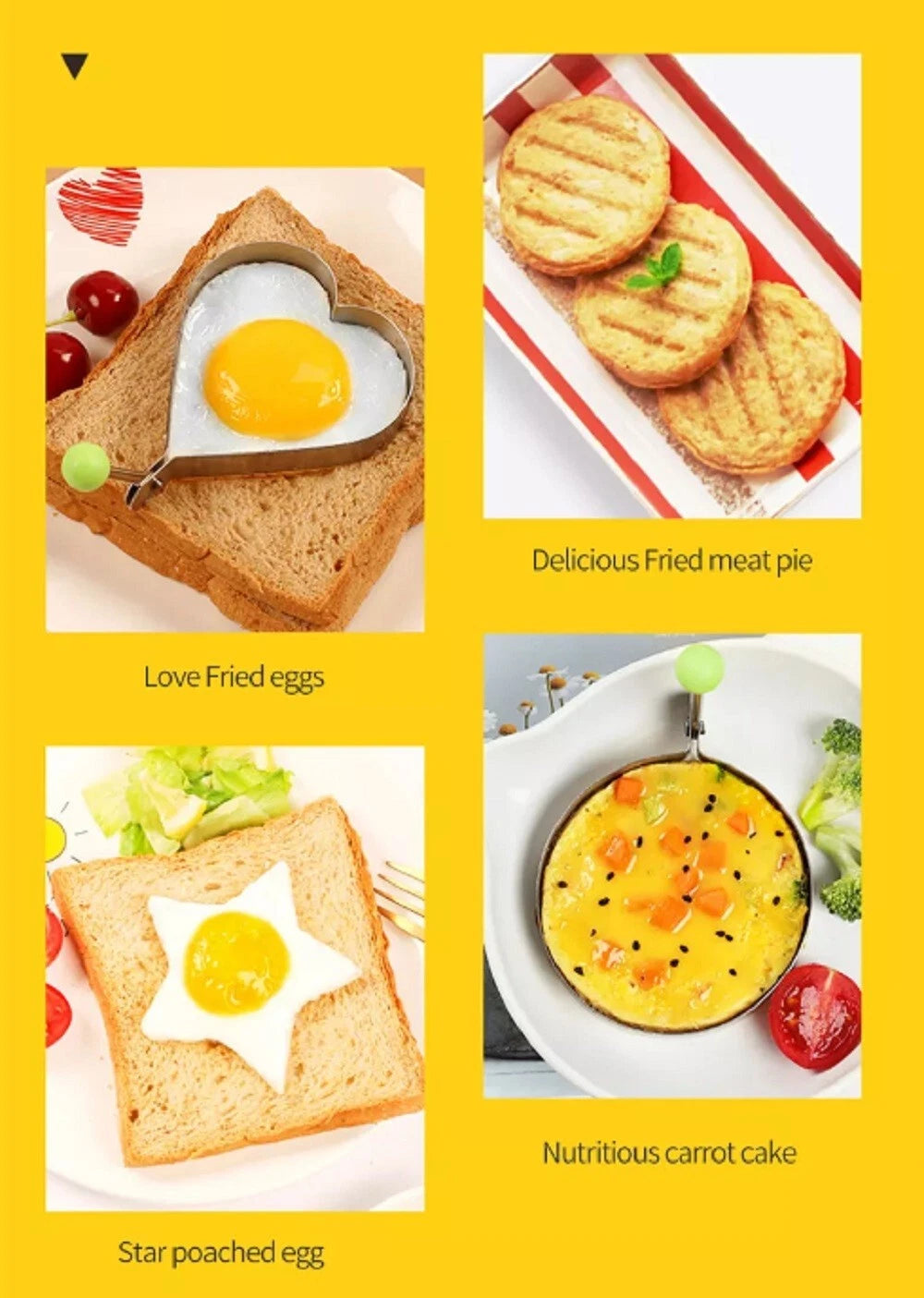 Kitcheniva Stainless Steel Egg & Pancake Ring Set 5 Pcs