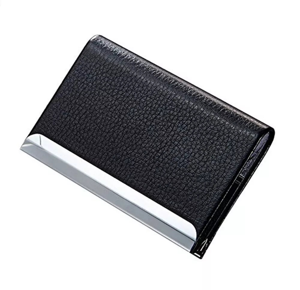 Kitcheniva PU Leather Metal Business Card Holder