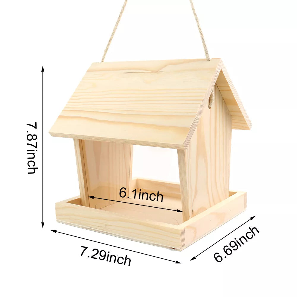 Kitcheniva Hanging Farmhouse Wooden Bird Feeder With DIY Paint