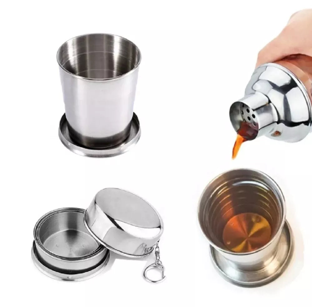 Kitcheniva Portable Steel Folding Cup With Lid