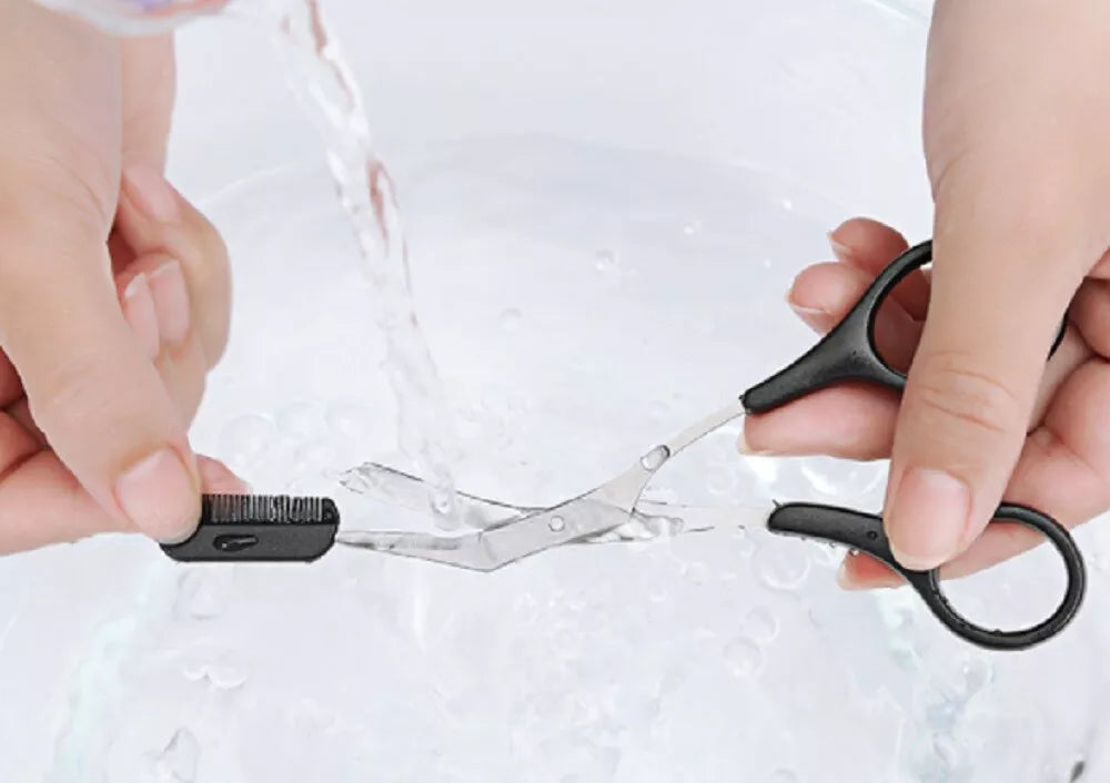 Kitcheniva Eyebrow Trimmer Scissors Kit With Comb 3 Pcs
