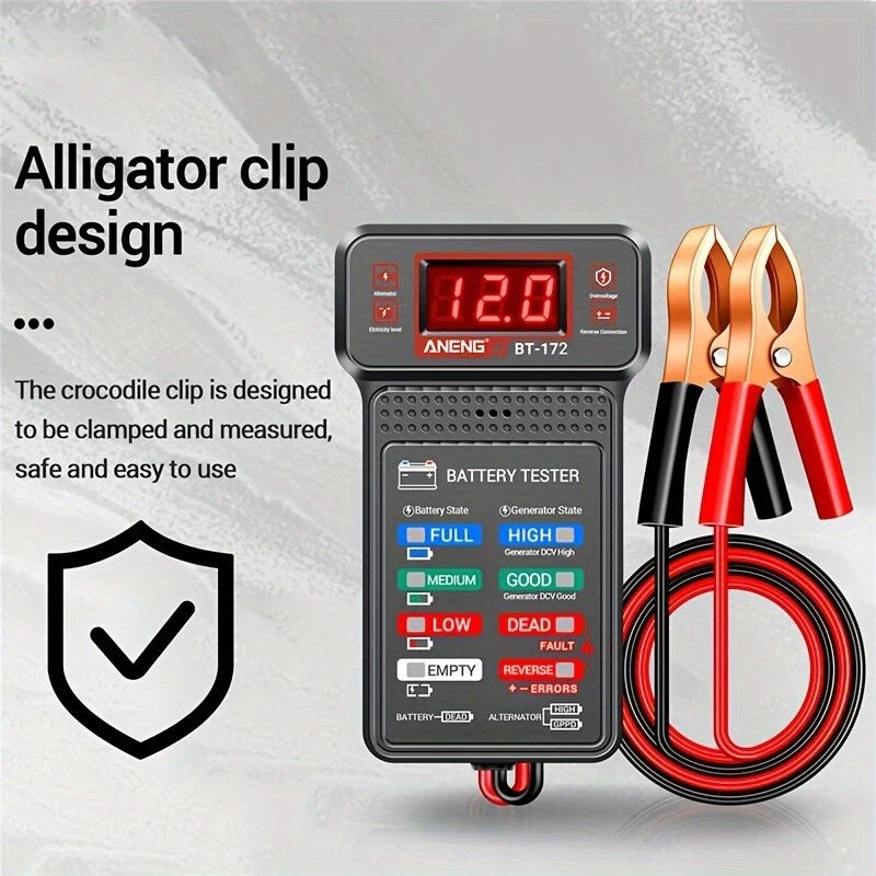 Kitcheniva 12V Digital Car Battery Tester LED Indicator Clip Multi-Function Electric Tool