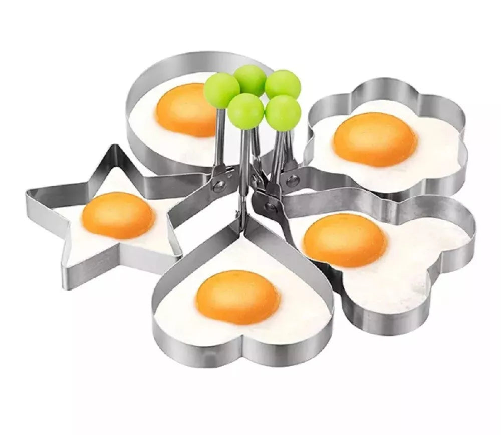 Kitcheniva Stainless Steel Egg & Pancake Ring Set 5 Pcs