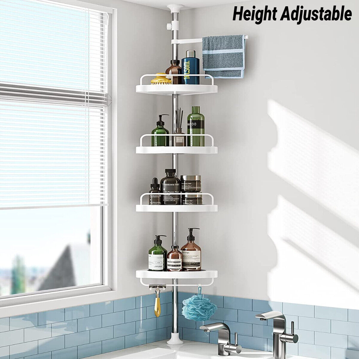 Kitcheniva 4-Tier Metal Shower Corner Caddy Shelf