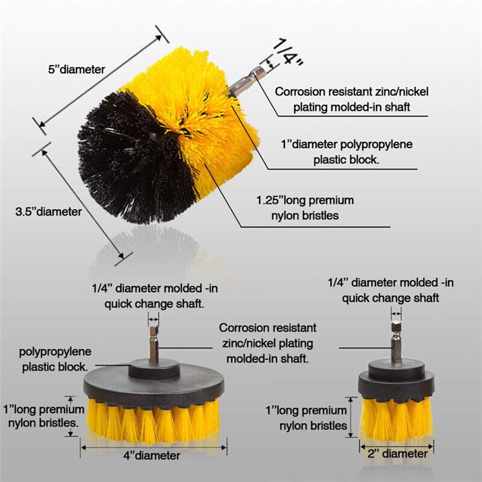 Kitcheniva 3-Pcs Drill Brushes Set Tile Grout Power Scrubber Cleaner