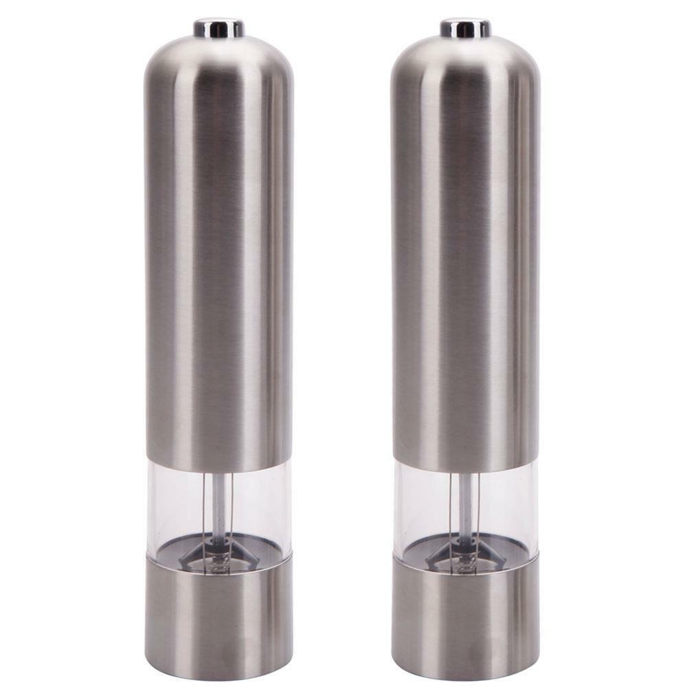Kitcheniva 2-Pieces Kitchen Stainless Electric Salt Pepper Spice Mill