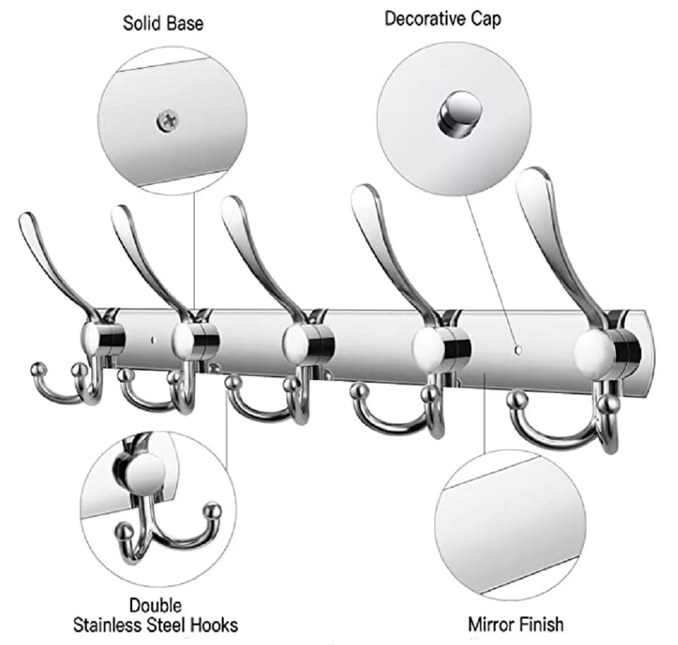 Kitcheniva 15-Hook Stainless Steel Wall Mount Hanger