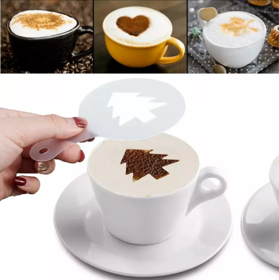Kitcheniva 16 Coffee Stencils & Powder Shakers Set