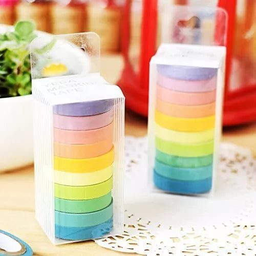 Kitcheniva Rainbow Writable Washi Tape Set 10 Pcs