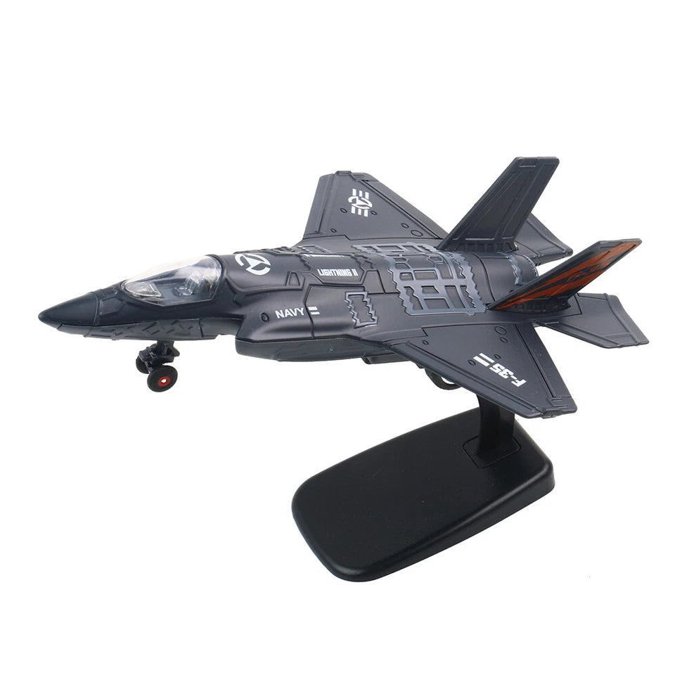 Kitcheniva F35 Black Airplane Toy Diecast With Light & Sound