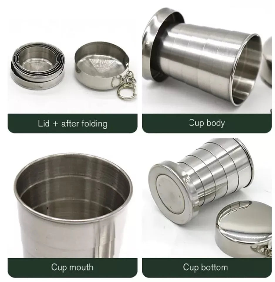 Kitcheniva Portable Steel Folding Cup With Lid