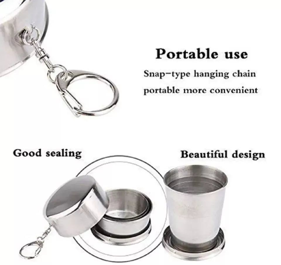 Kitcheniva Portable Steel Folding Cup With Lid