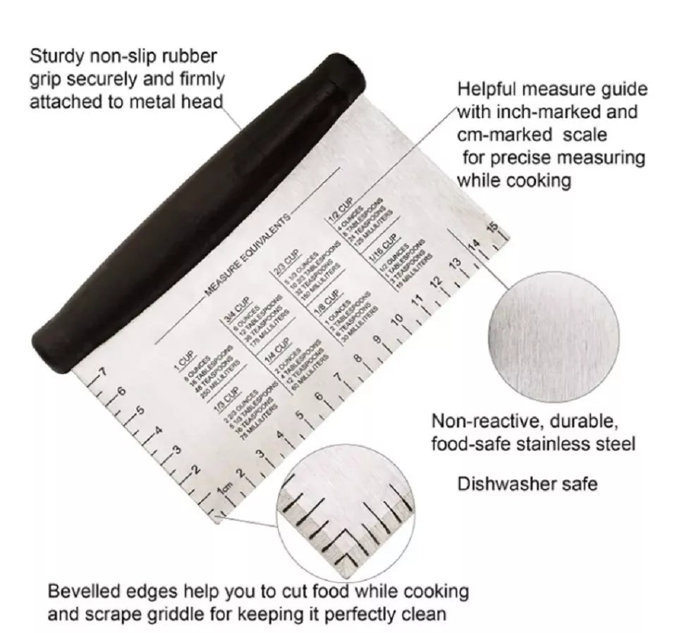 Kitcheniva Stainless Steel Dough Bench Scraper