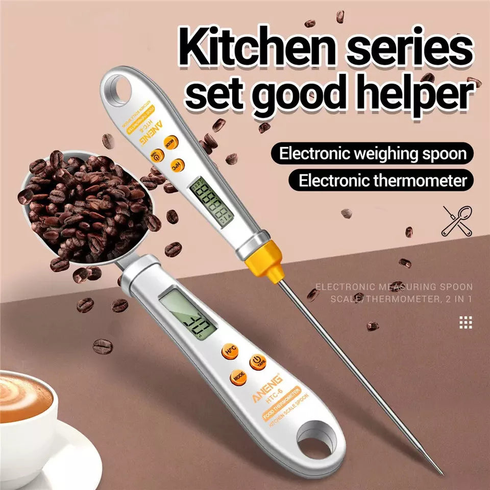 Kitcheniva 2 in 1 Electronic Kitchen Scale Thermometer LCD Display Digital Measuring Spoon