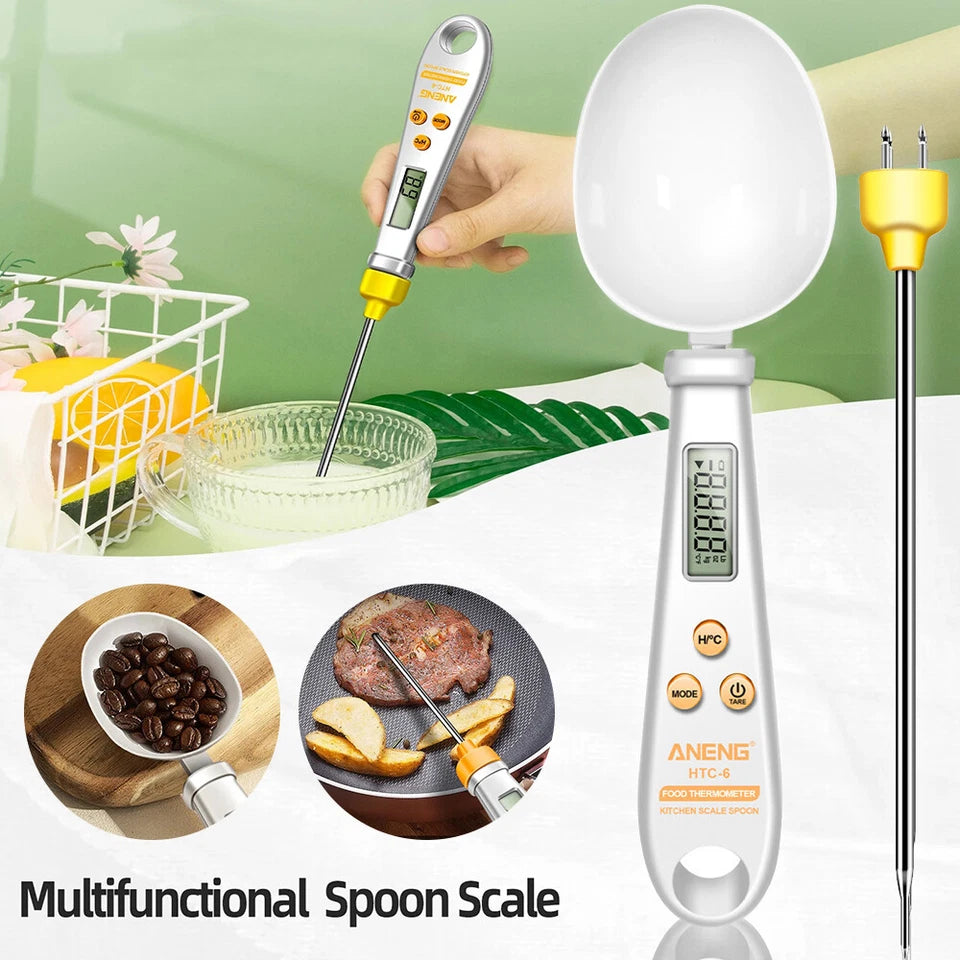 Kitcheniva 2 in 1 Electronic Kitchen Scale Thermometer LCD Display Digital Measuring Spoon