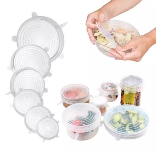 6-Pcs Reusable Silicone Wraps Bowl Seal
