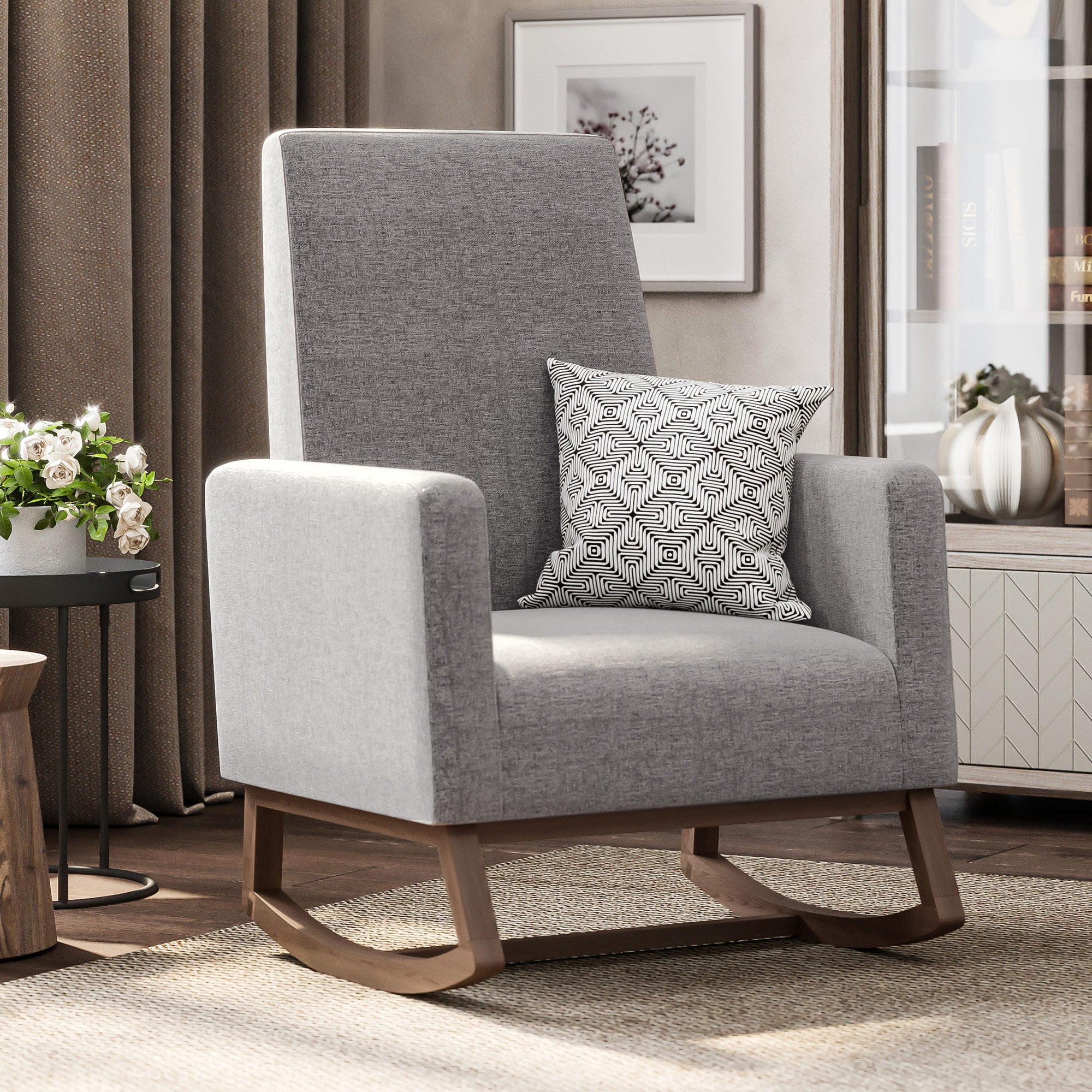 Living Room Rocking Padded High Back Armchair