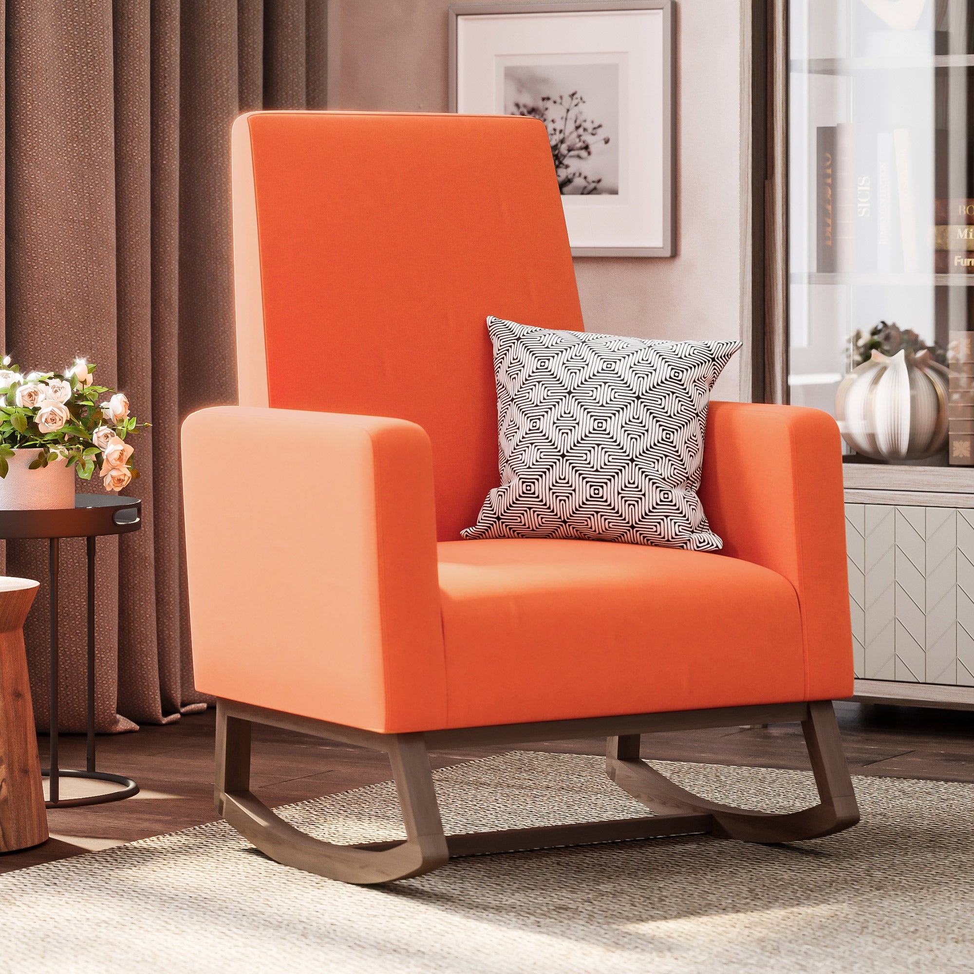 Living Room Rocking Padded High Back Armchair