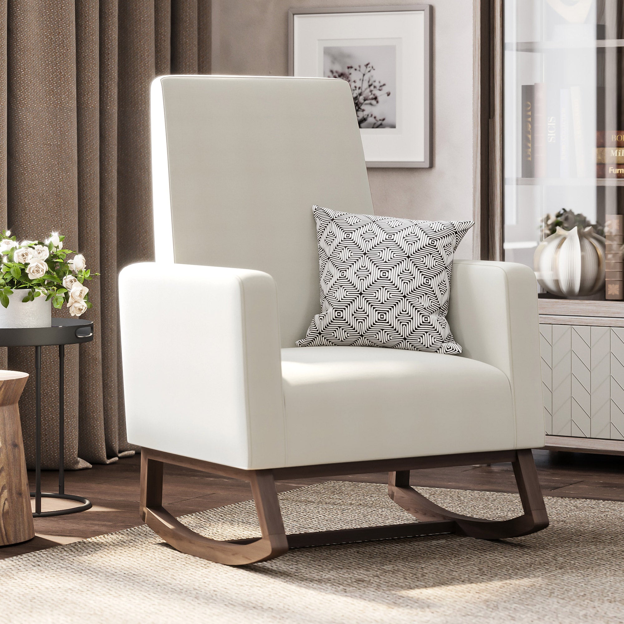 Living Room Rocking Padded High Back Armchair