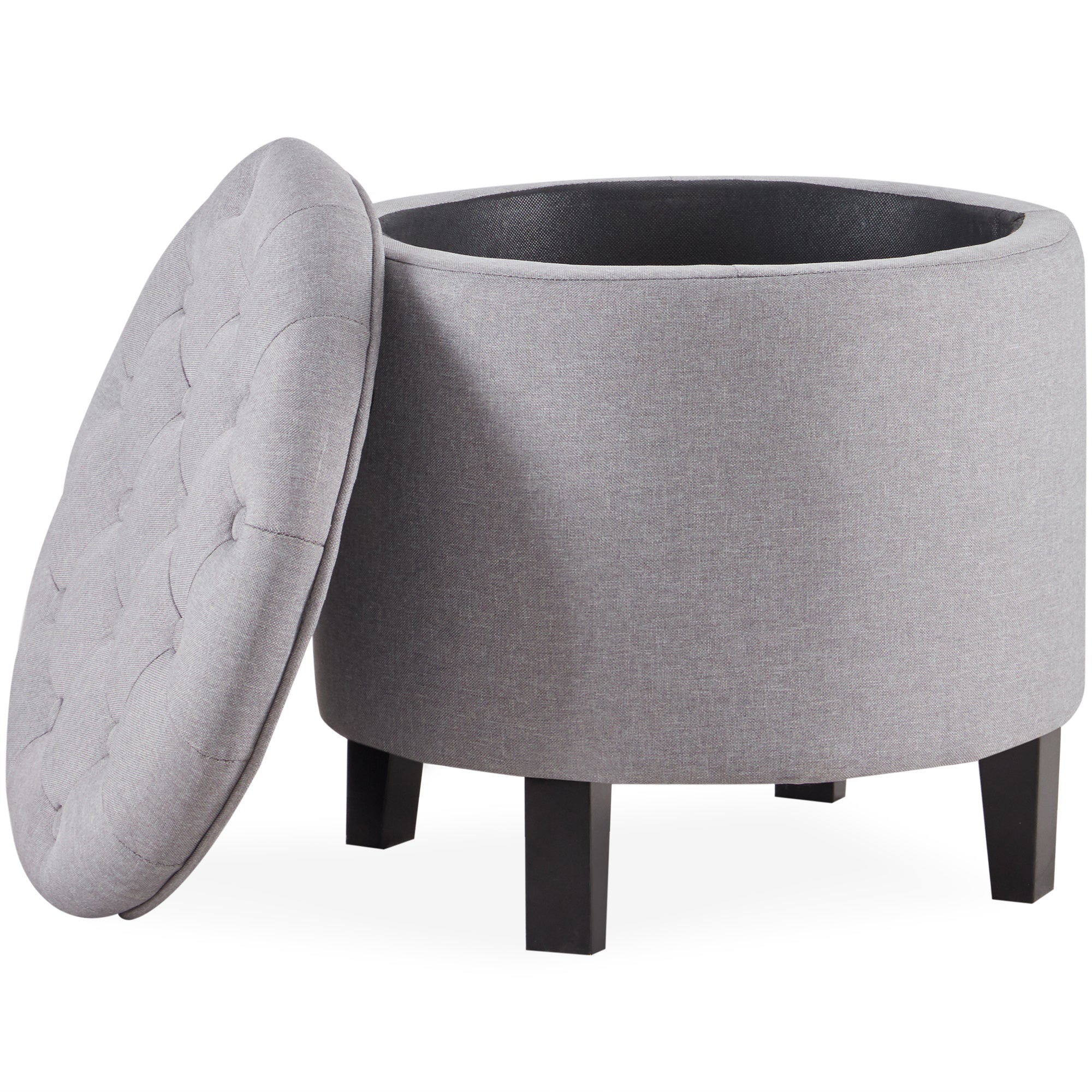 Elegant Linen/Velvet Tufted Button Ottoman