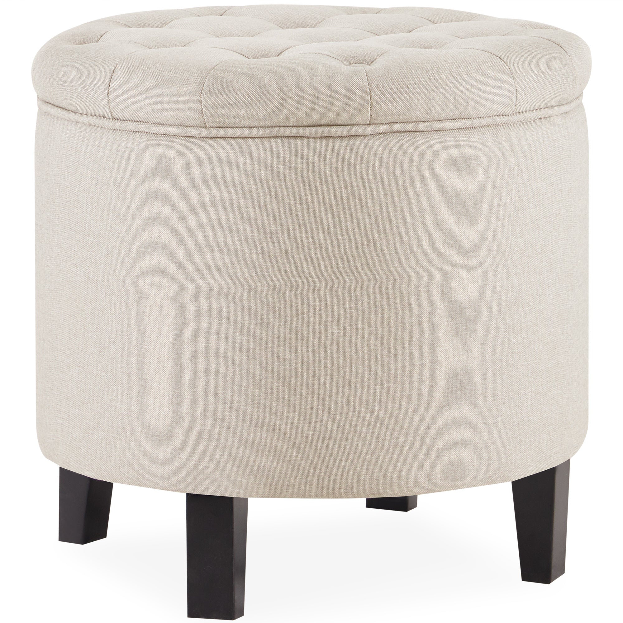 Elegant Linen/Velvet Tufted Button Ottoman