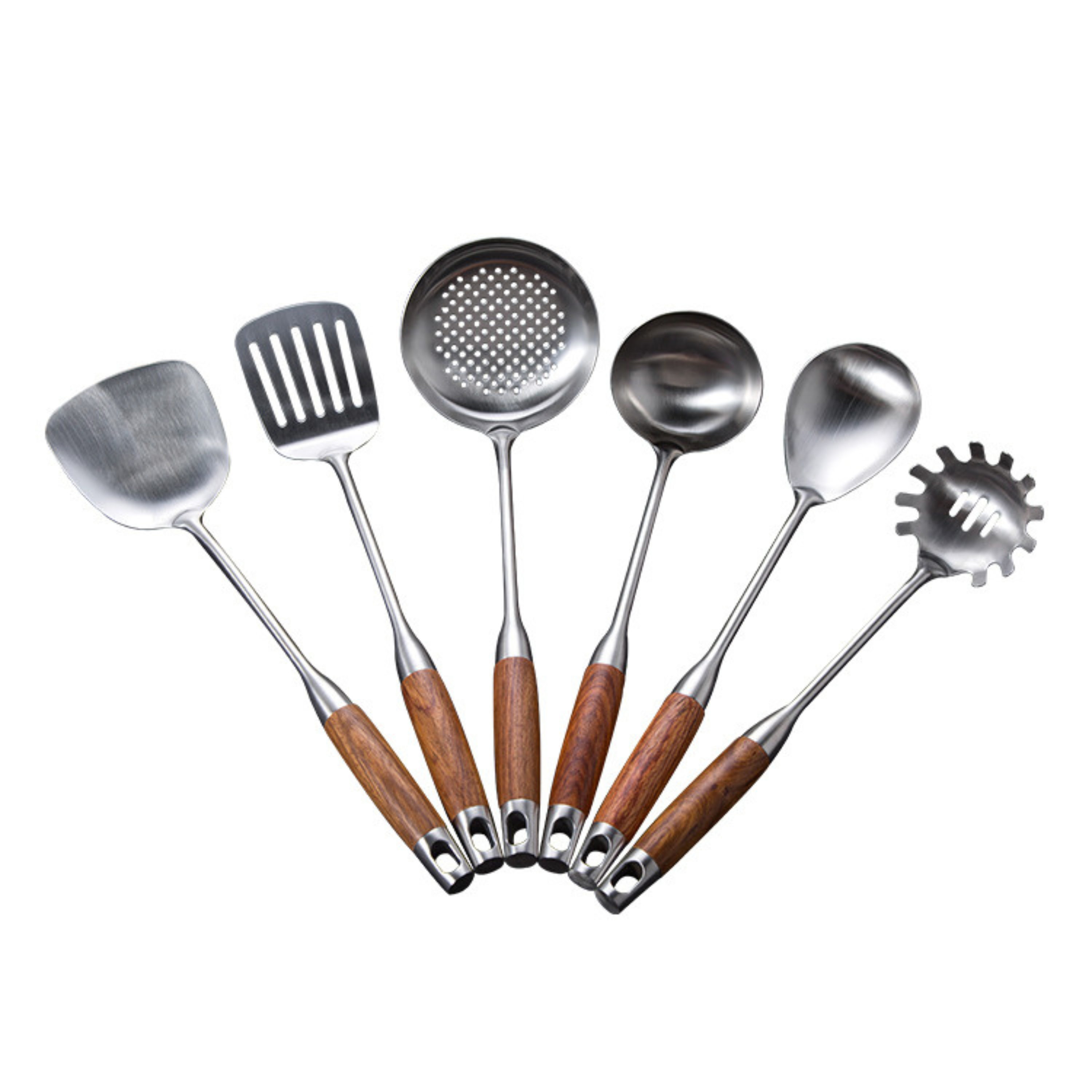Kitcheniva 6-Piece Stainless Steel Essential Kitchen Utensil Set with Wooden Handles