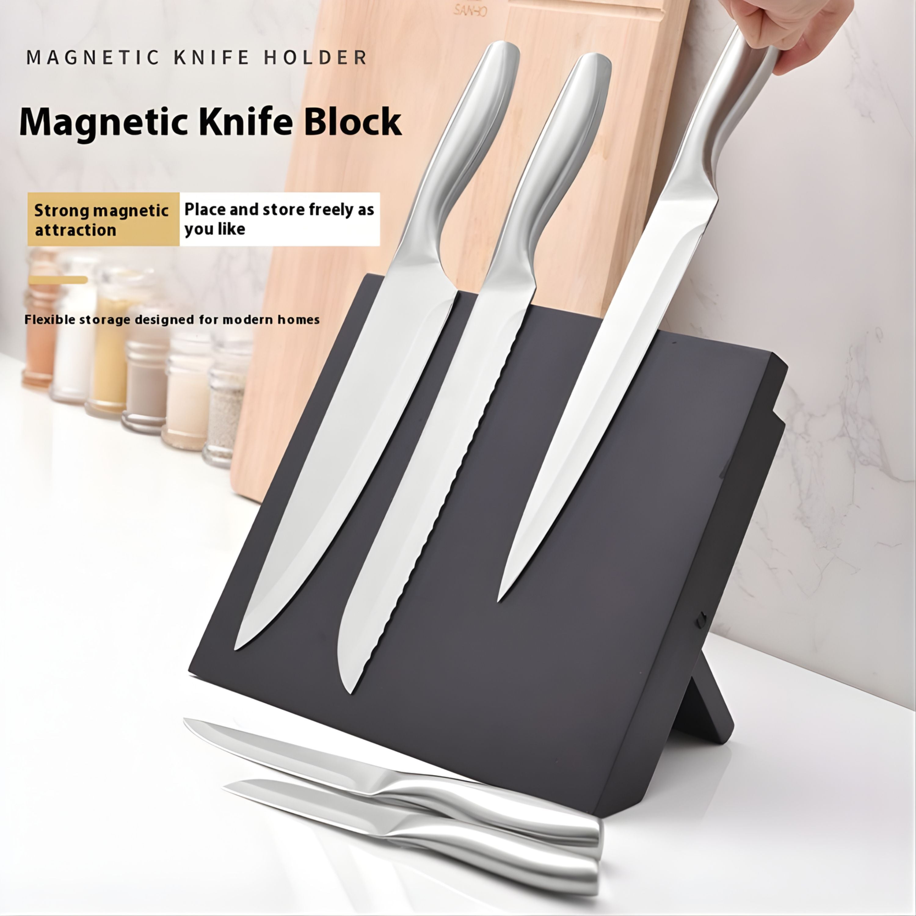 Kitcheniva Folding Magetic Knife Block - Black