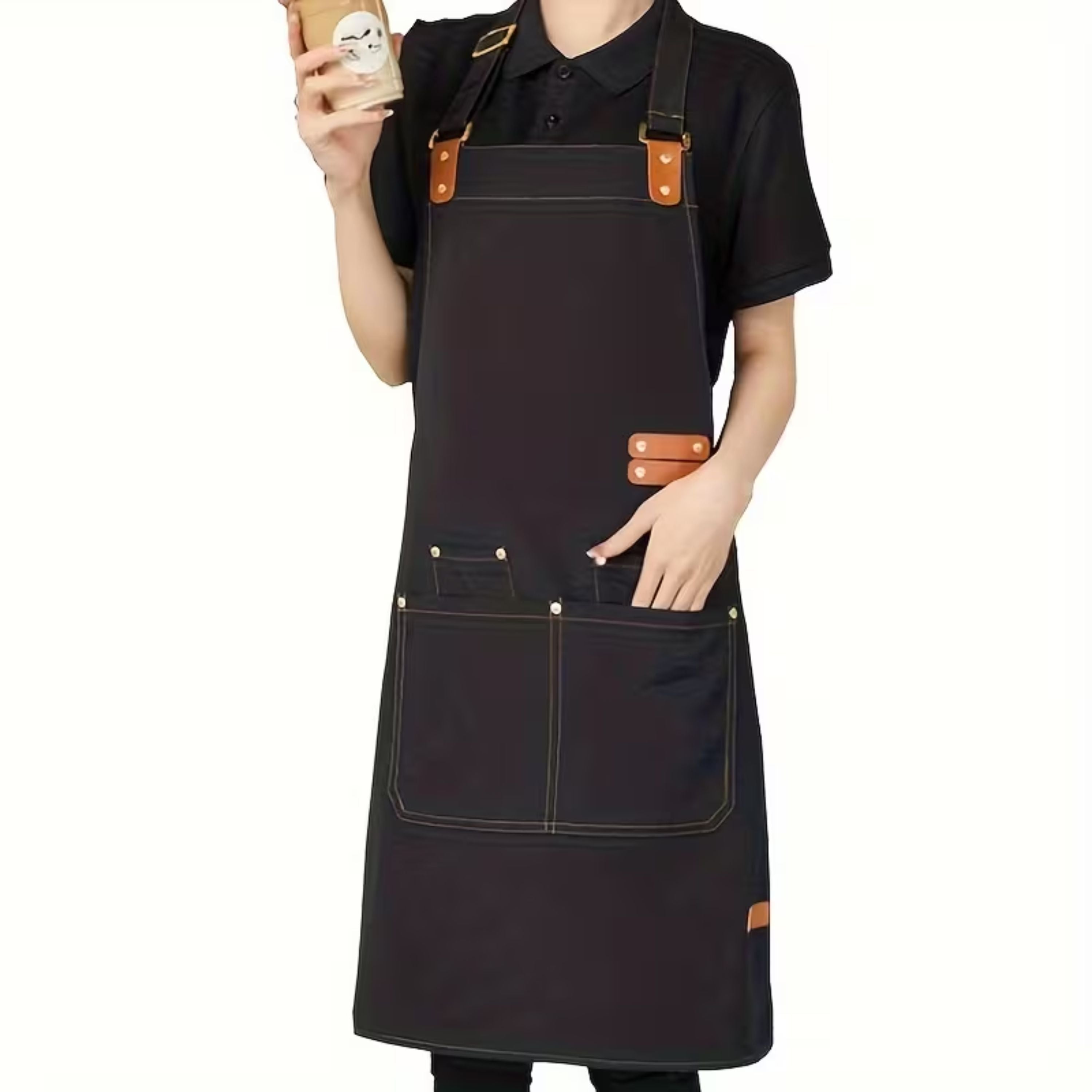 Kitcheniva Premium Canvas Apron, Black - For Cooking, Working, Arts & Crafts
