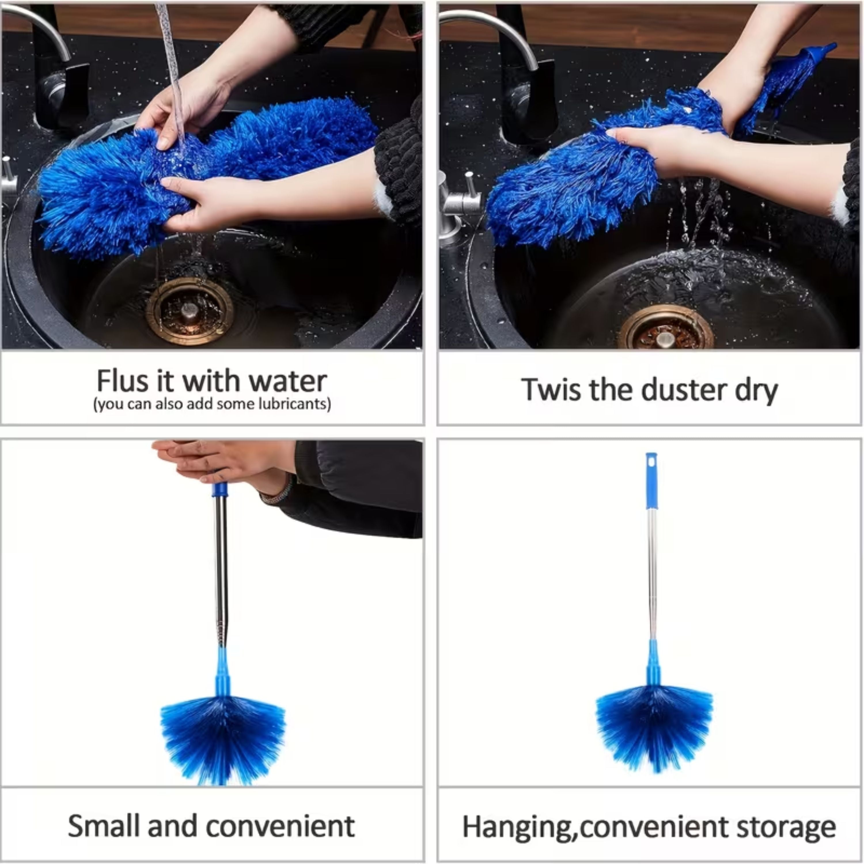 Kitcheniva 8.2 Ft Extendable Duster with Two Heads, Blue