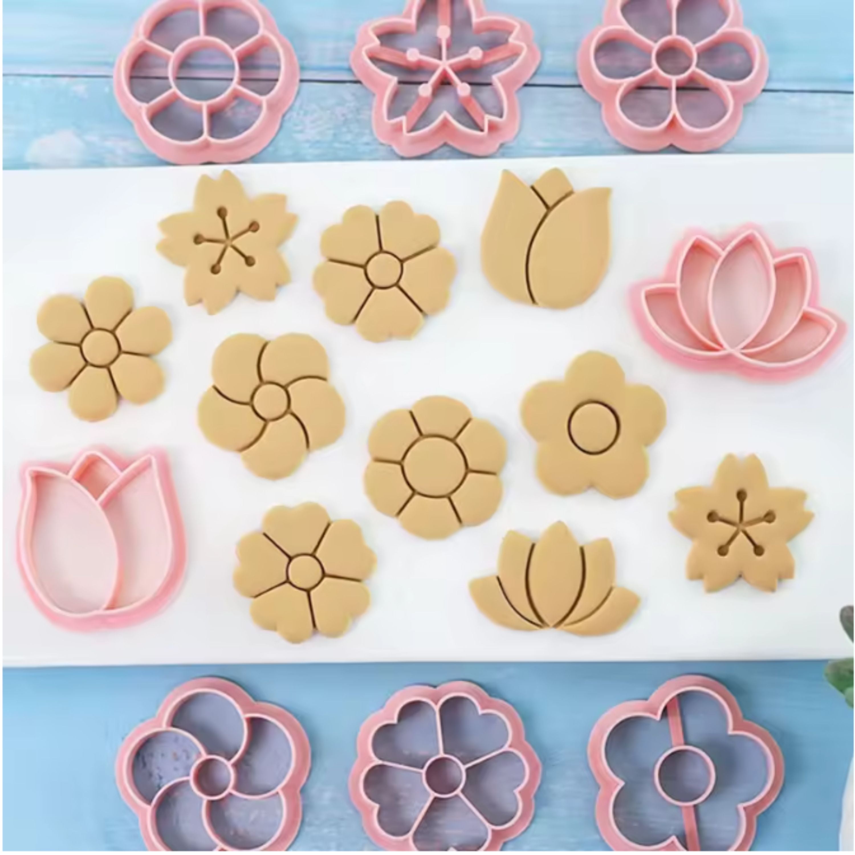 Kitcheniva Plastic Flower Cookie Cutter Set 8 Pcs