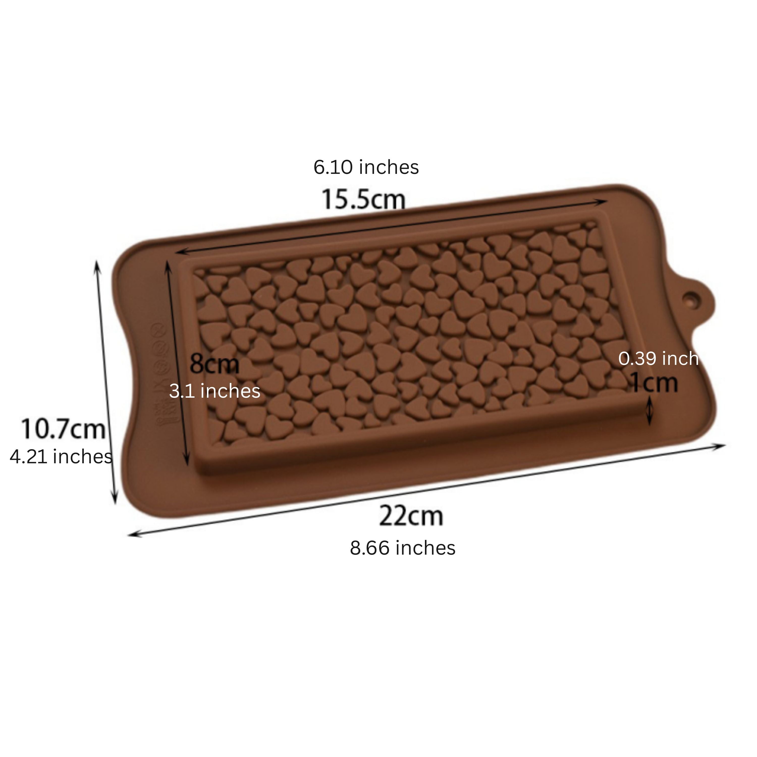 Kitcheniva Silicone Heart Design Chocolate Bar Mold (4.2 x 8.7 Inch)