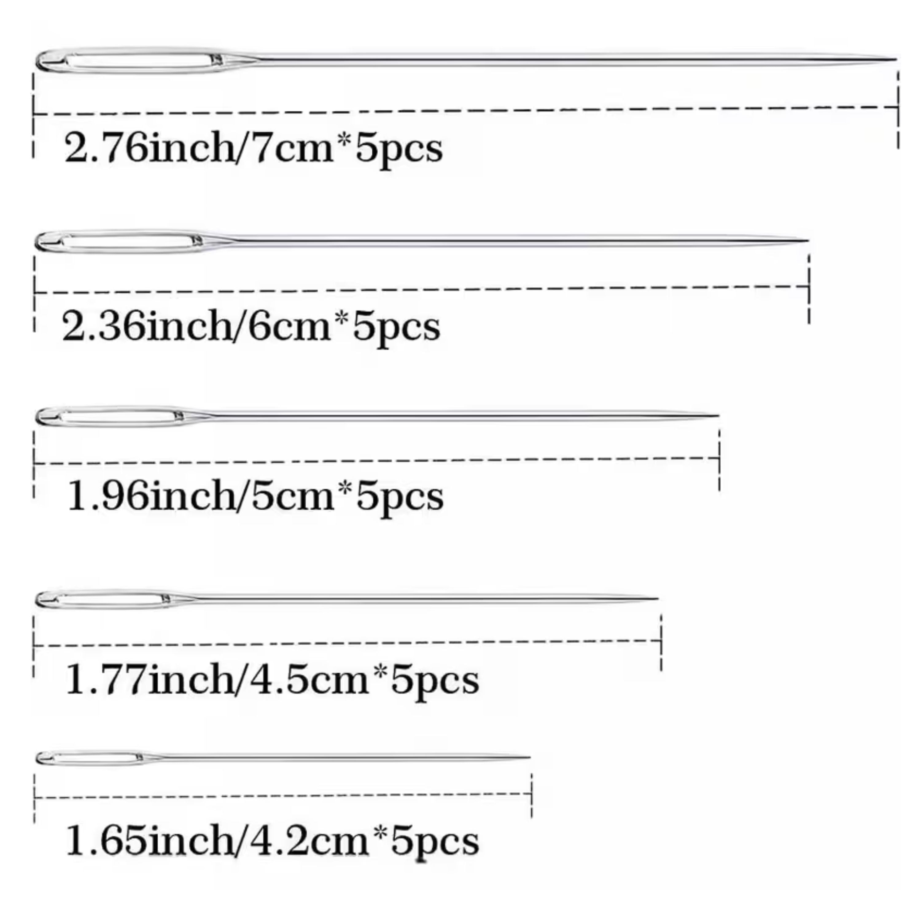Kitcheniva Large Eye Sewing Needles with Wooden Case 25 Pcs