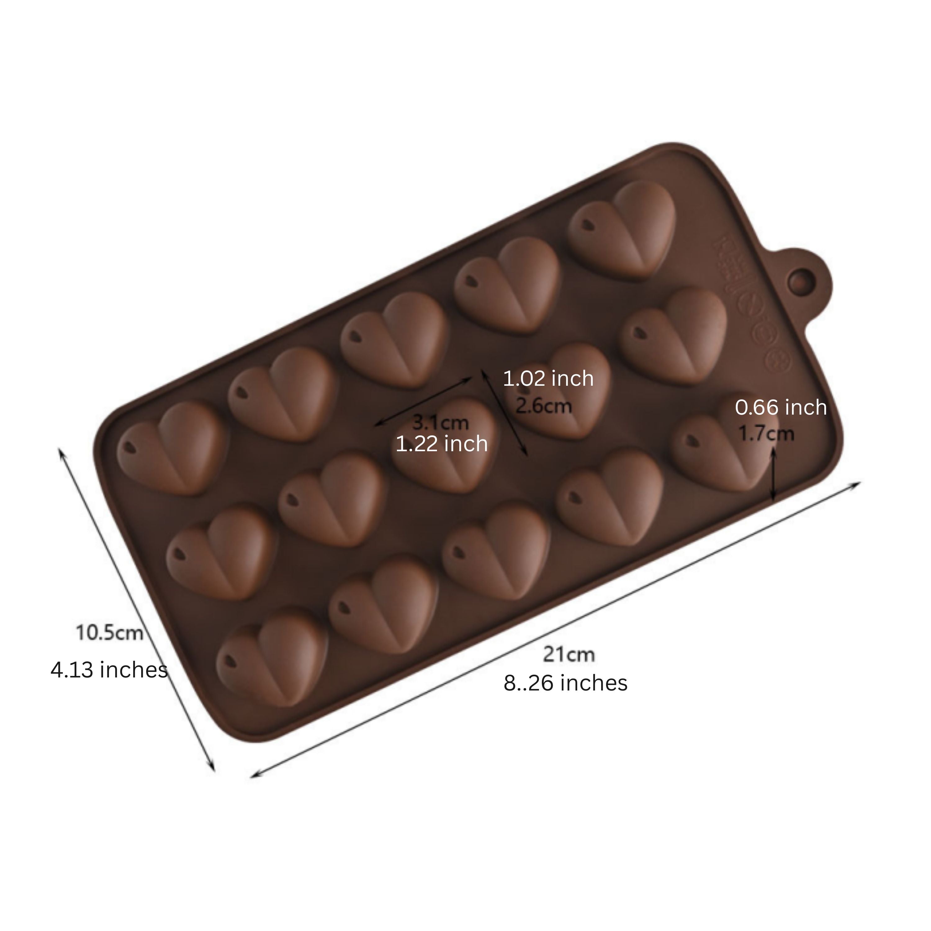 Kitcheniva Silicone Heart Design Chocolate Drop Mold (4.1 x 8.3 Inch) - Makes 15 Chocolate Drops