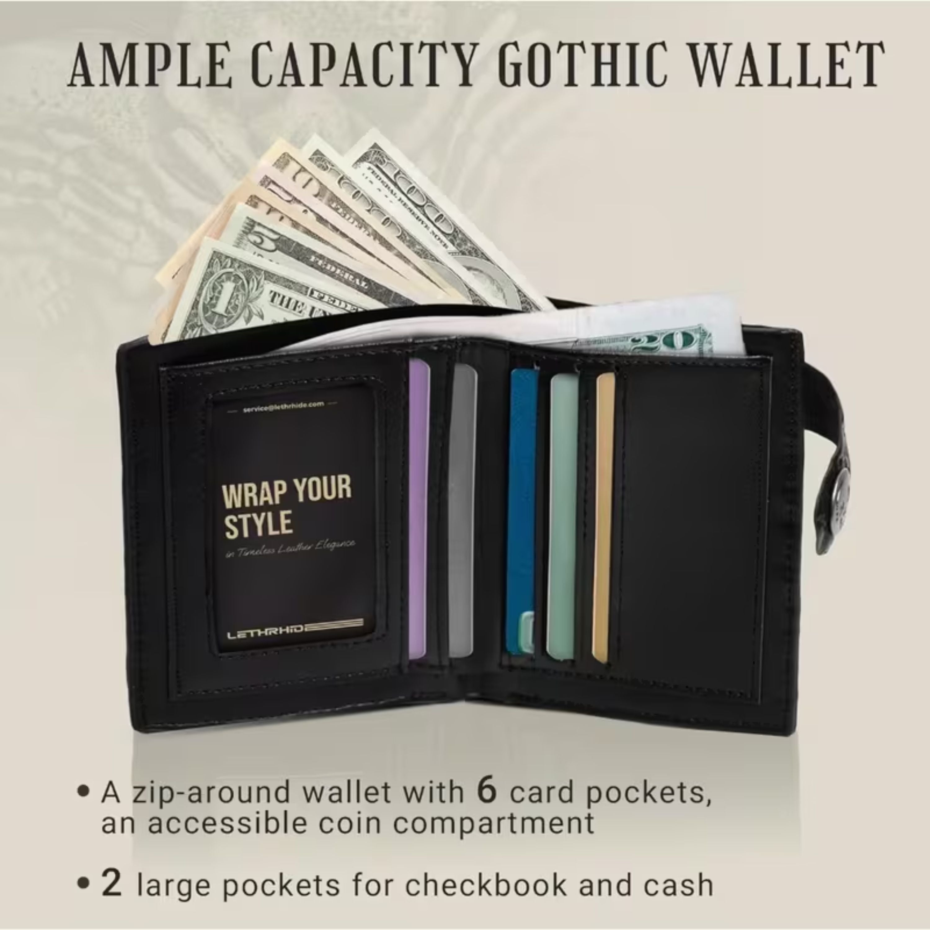 Kitcheniva PU Leather Gothic Reaper Wallet with Chain