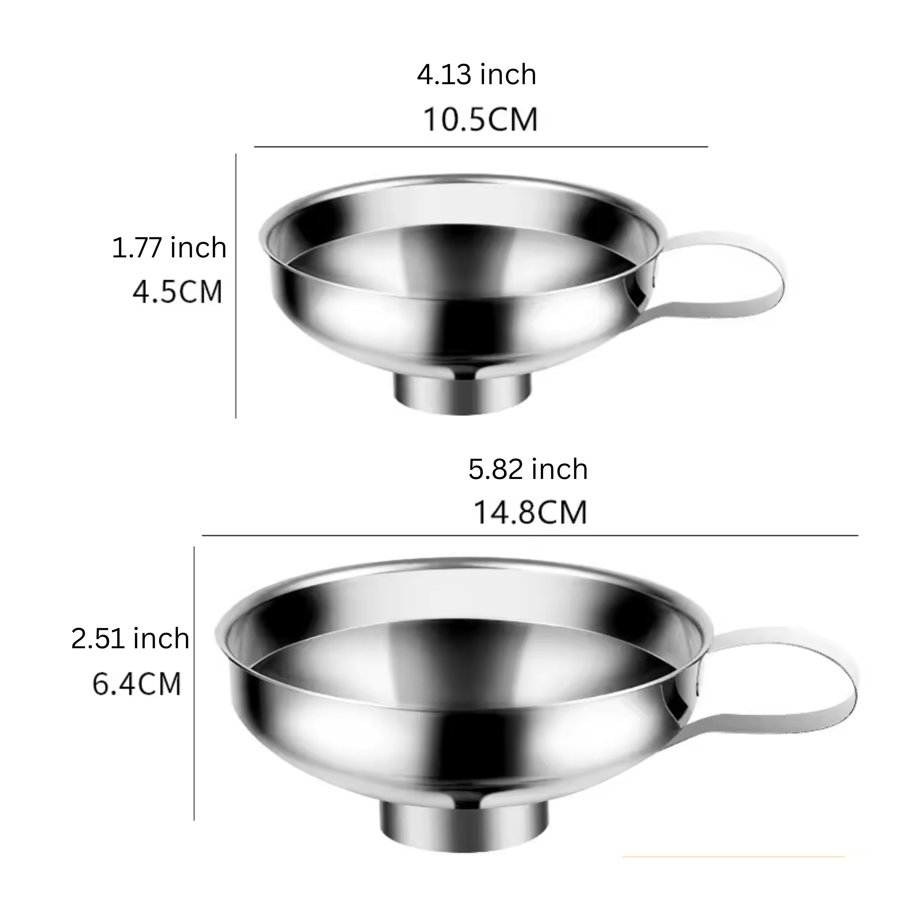 Kitcheniva Stainless Wide Mouth Canning Funnel Set with Handle 2 Pcs - Large Size (5.8