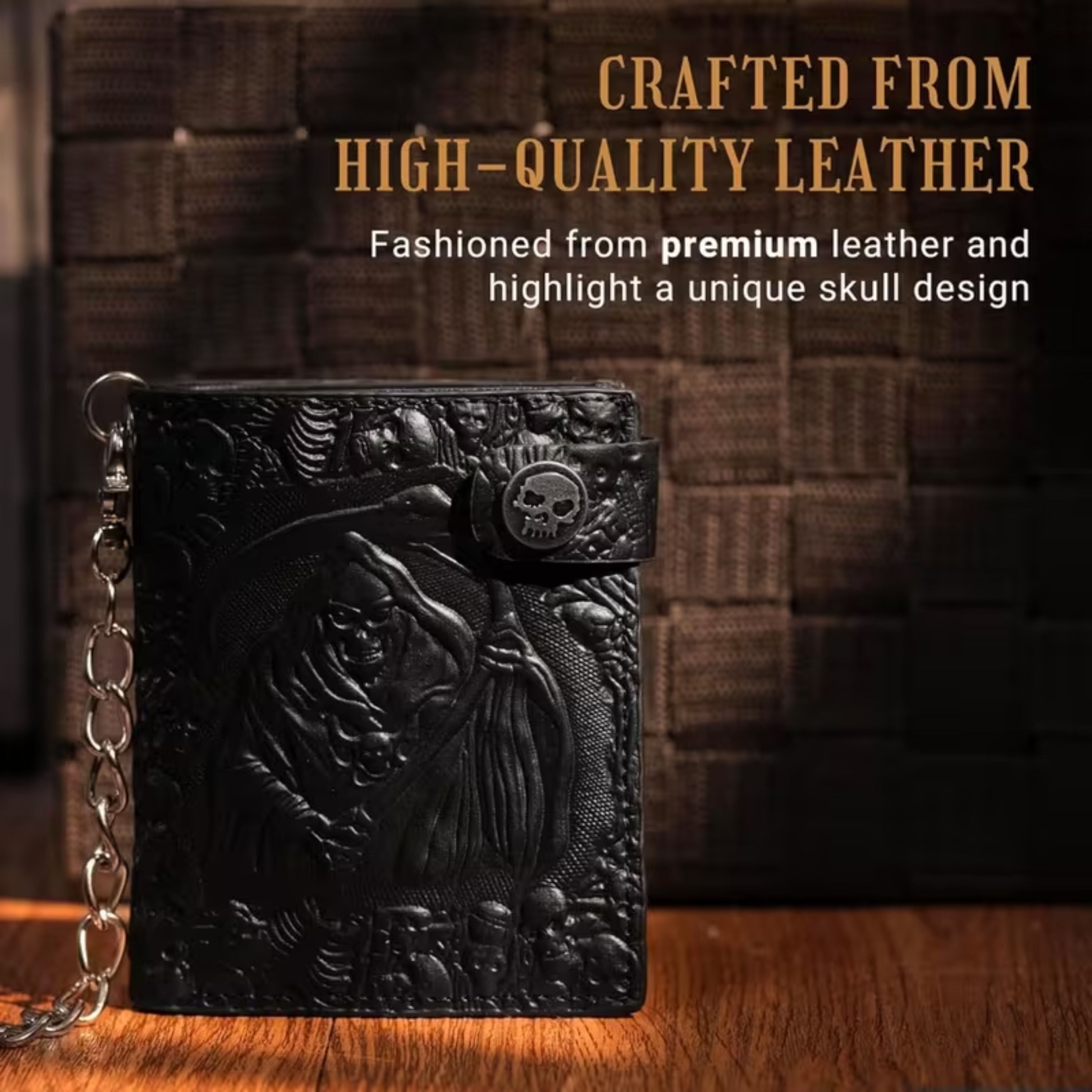 Kitcheniva PU Leather Gothic Reaper Wallet with Chain