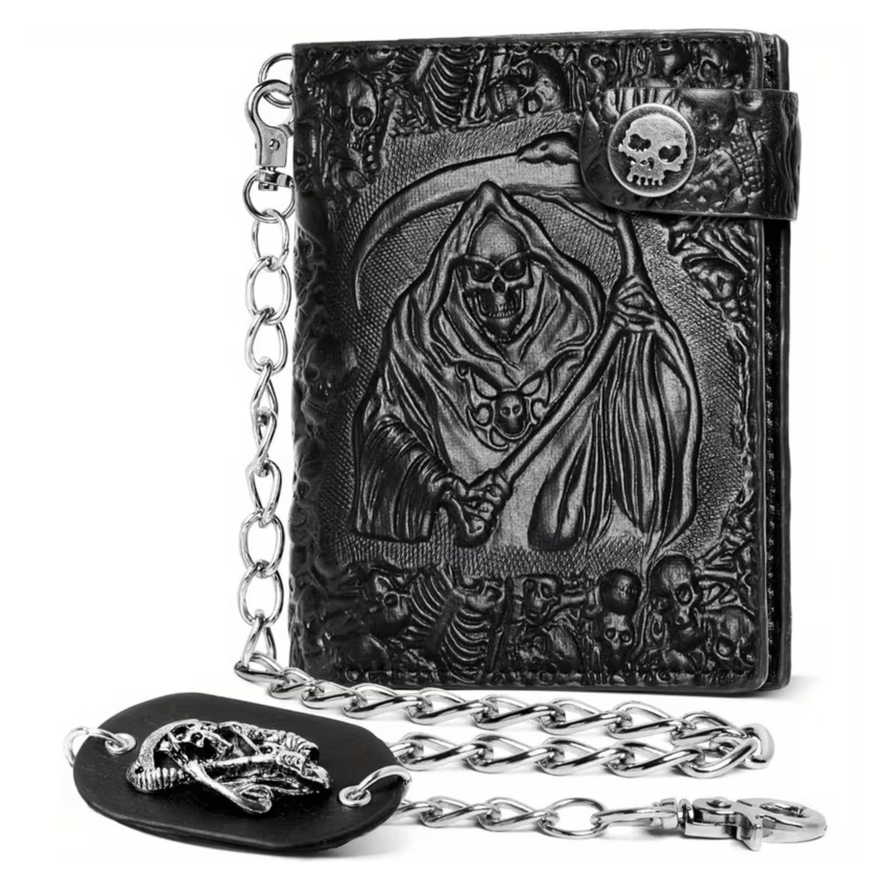 Kitcheniva PU Leather Gothic Reaper Wallet with Chain