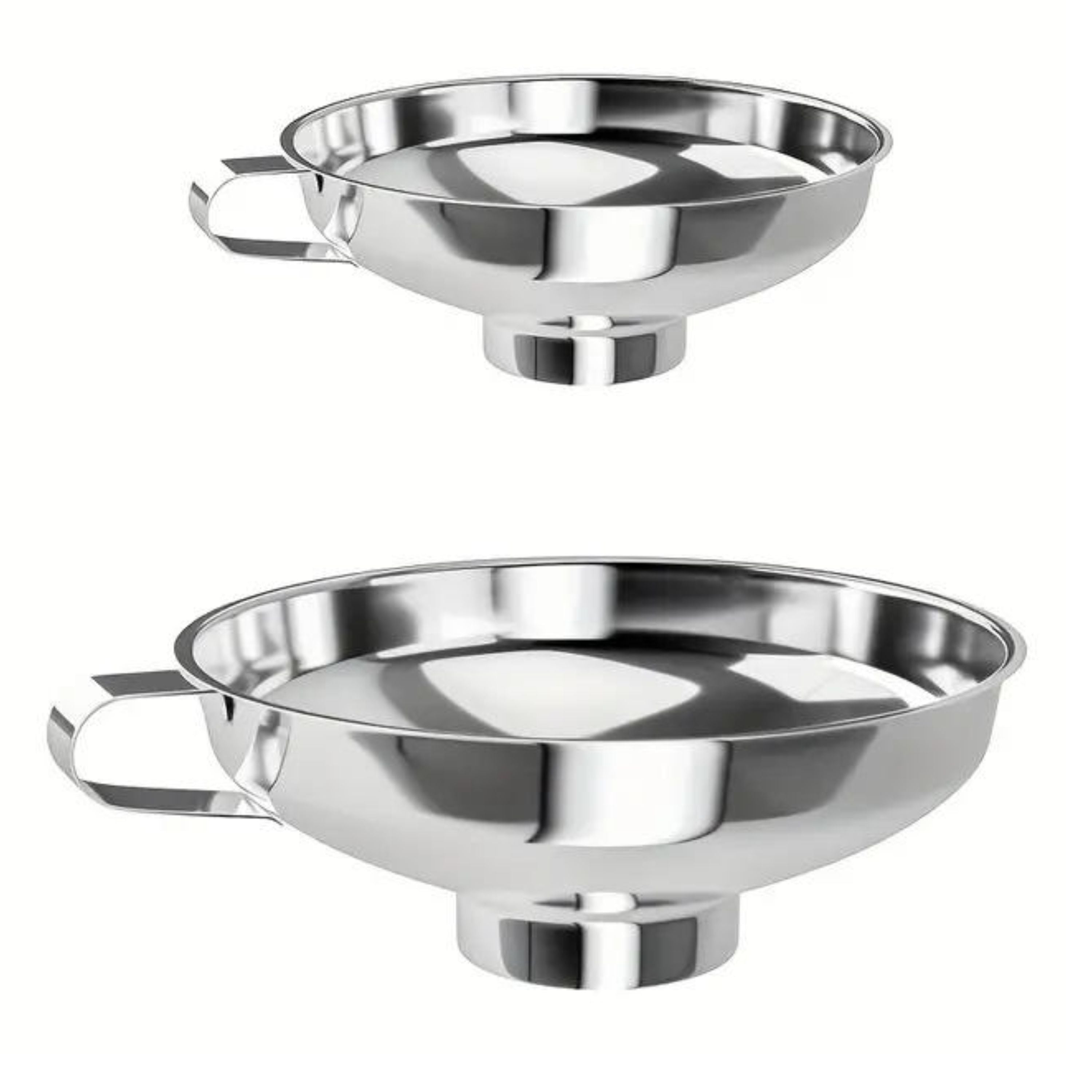 Kitcheniva Stainless Wide Mouth Canning Funnel Set with Handle 2 Pcs - Large Size (5.8"), Small Size (4.1")