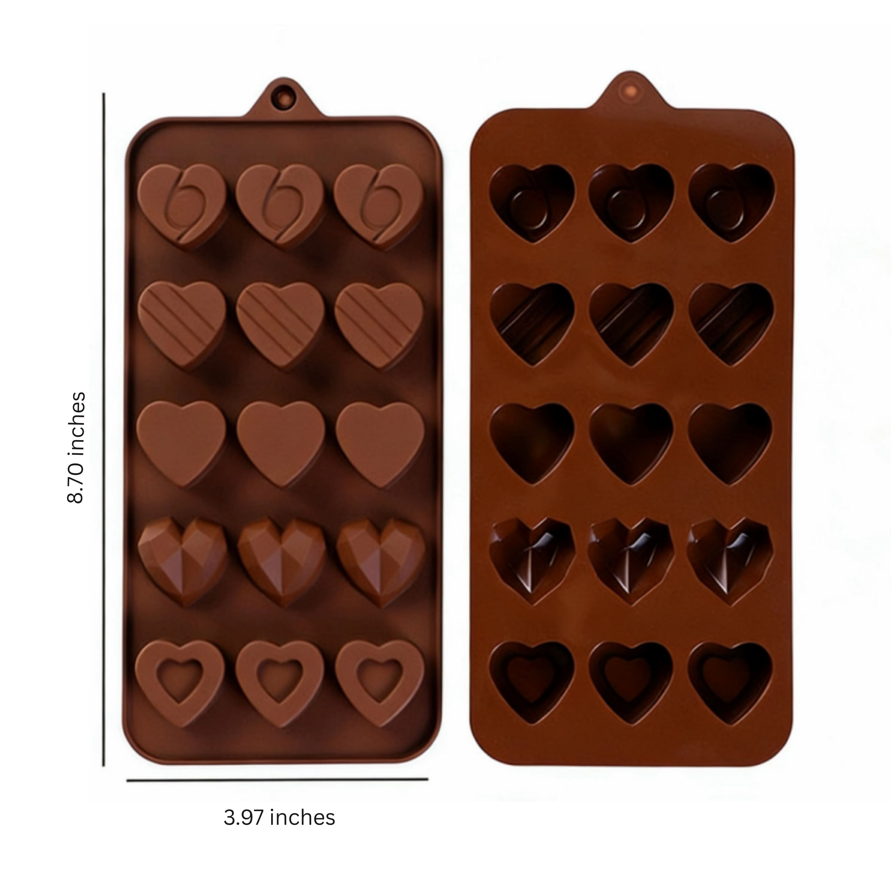 Kitcheniva Silicone Heart Design Chocolate Drop Mold with 5 Unique Designs (4.0 x 8.7 Inch)