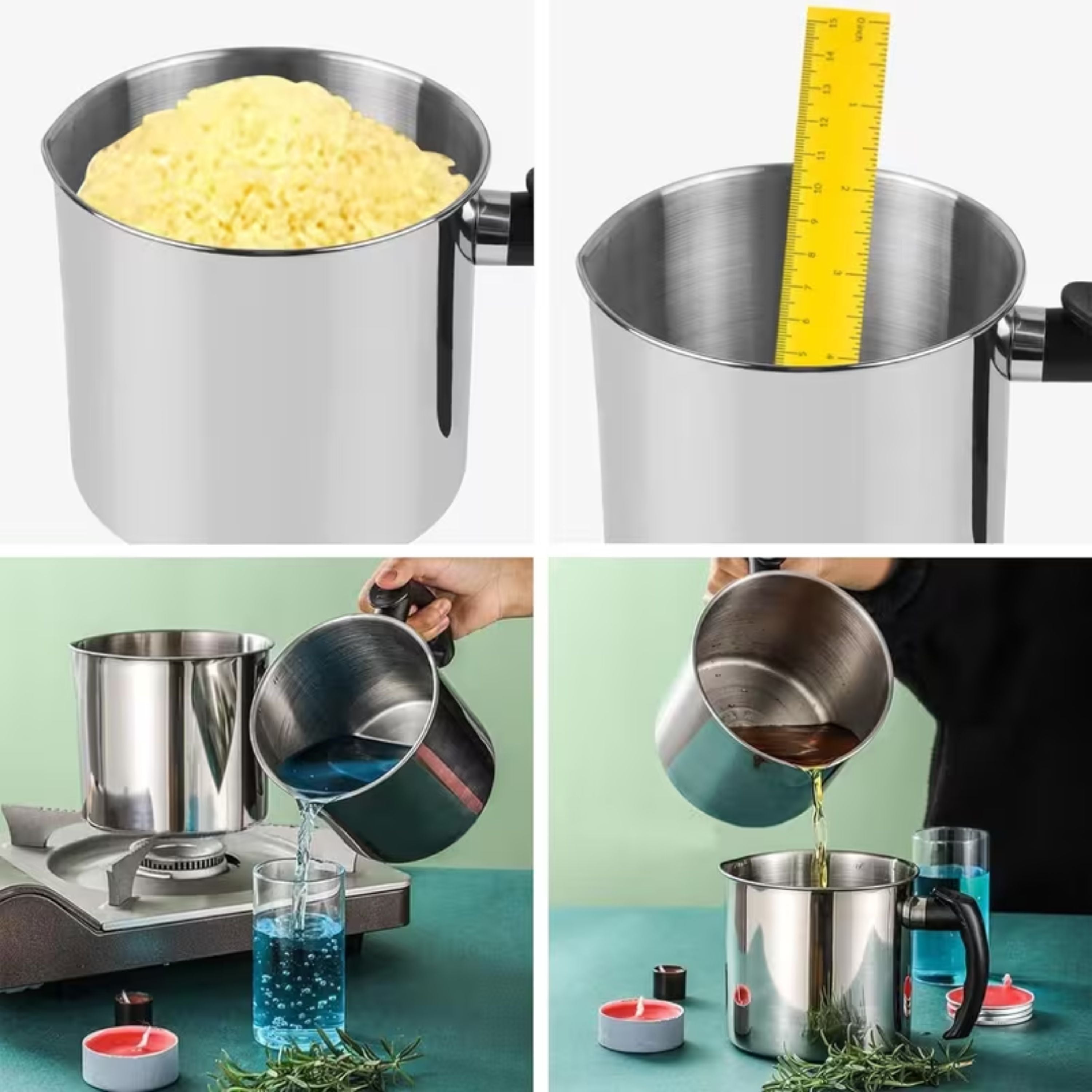 Kitcheniva 44 oz Stainless Steel Candle Wax Melting Pot with Heat-Resistant Handle - Ideal for Candle Making