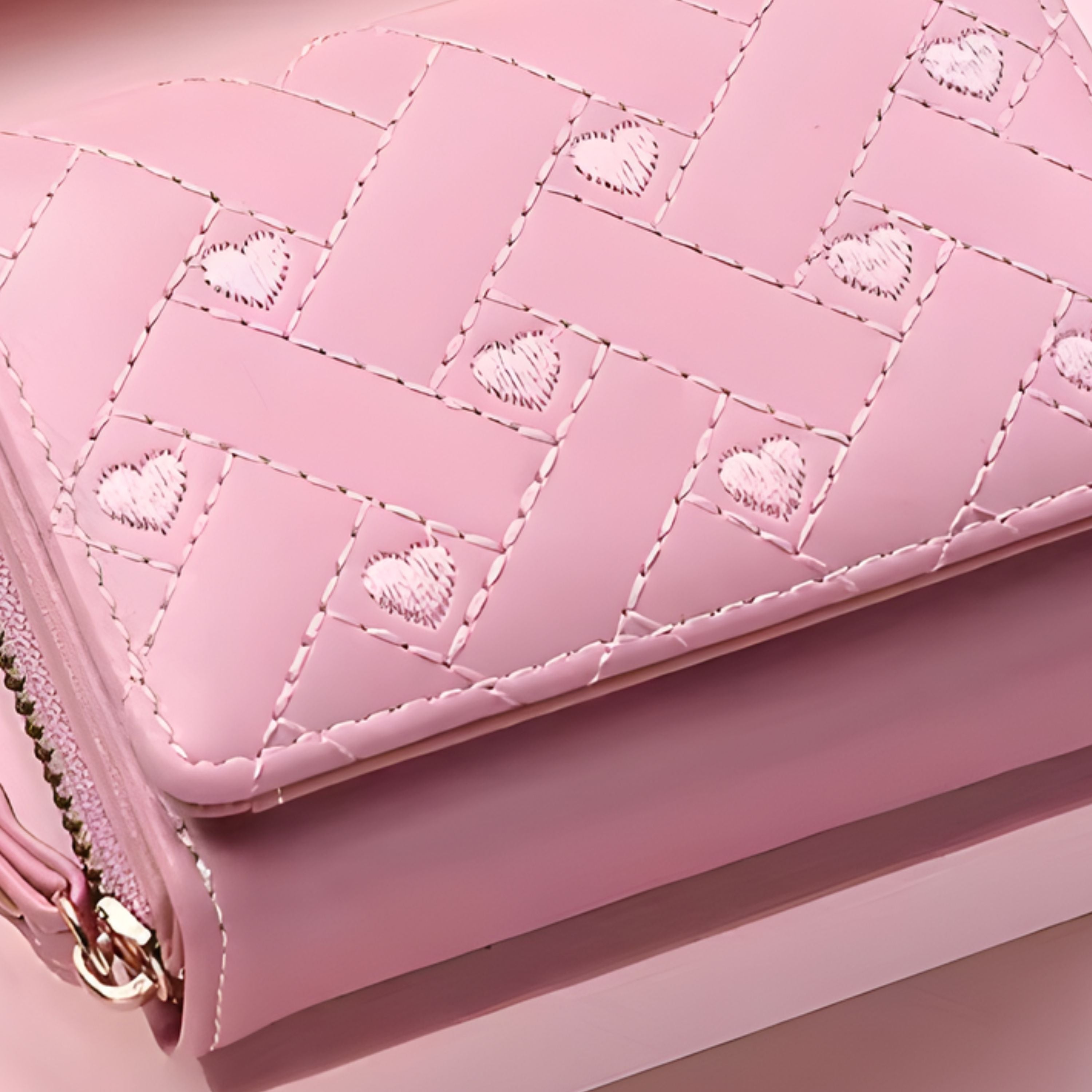 Kitcheniva Women's Heart Embroidered Wallet Pink