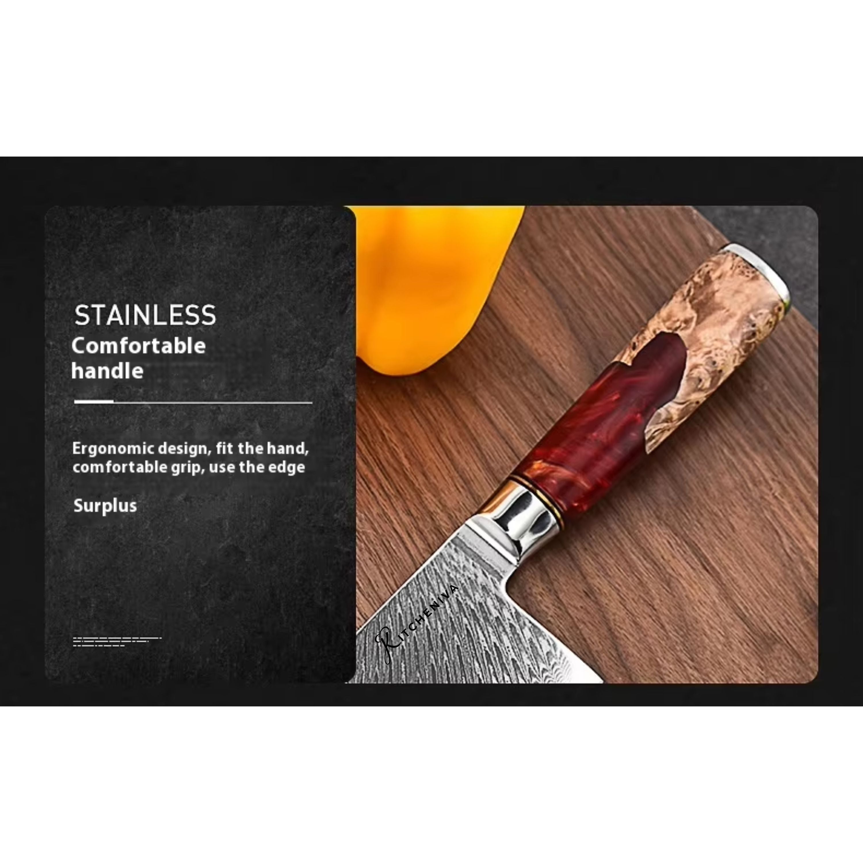 Kitcheniva 6-Piece VG10 Core 67 Layer Damascus Steel Japanese Style Knife Set with Wood Resin Handle