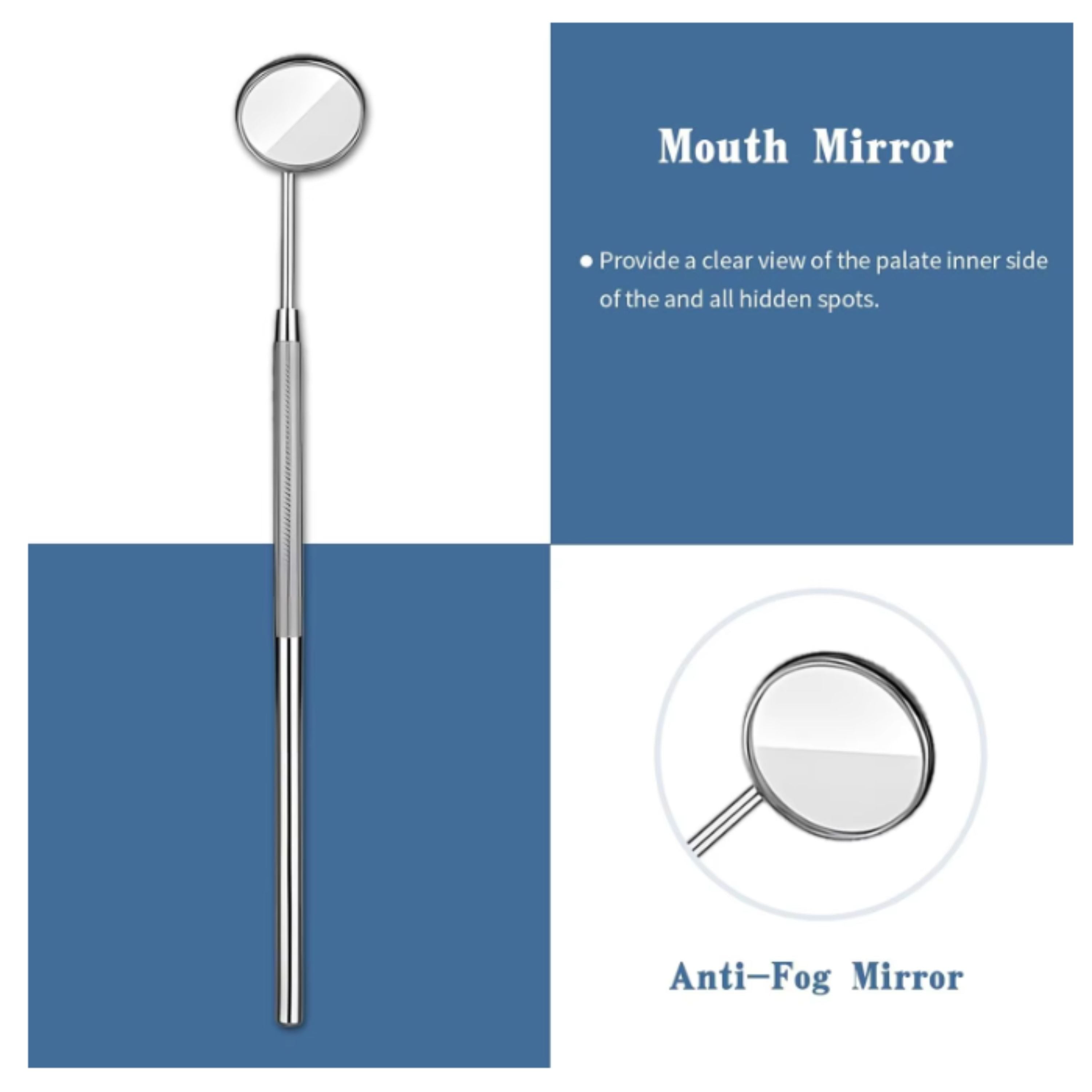 Kitcheniva Stainless Steel Dental Tools 3 Pcs - Plaque & Tartar Scraper, Mirror & Tweezers