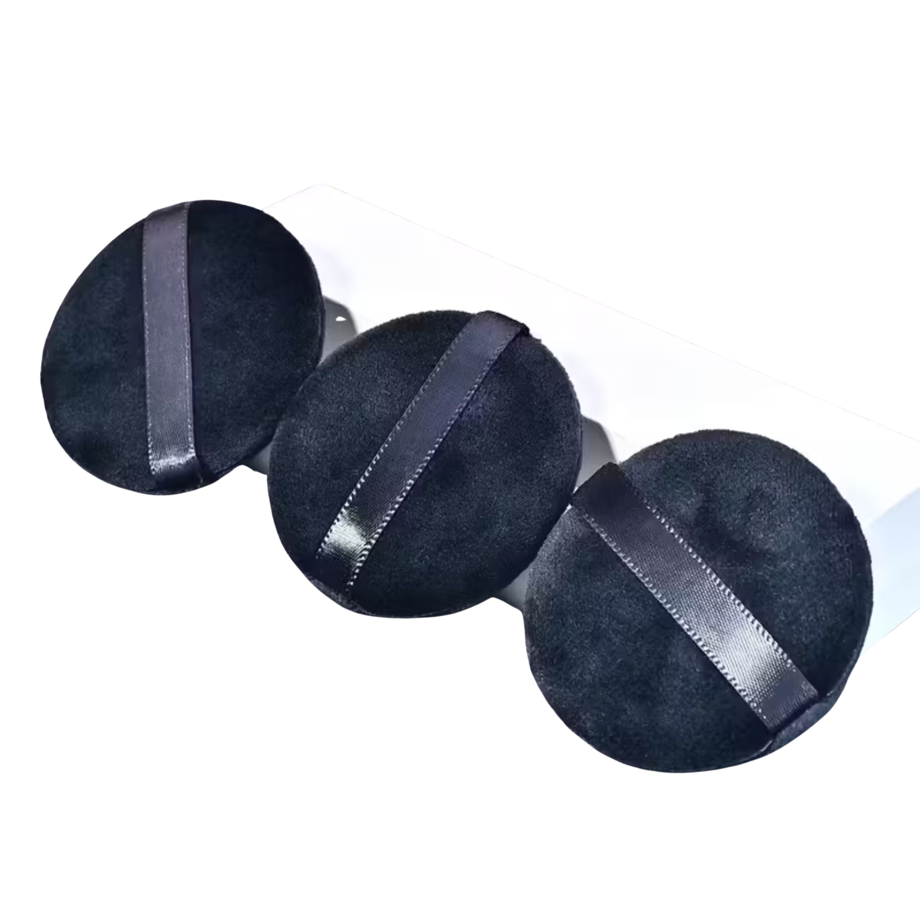 Kitcheniva 3 Pack Soft Makeup Powder Puffs with Finger Strap, Black