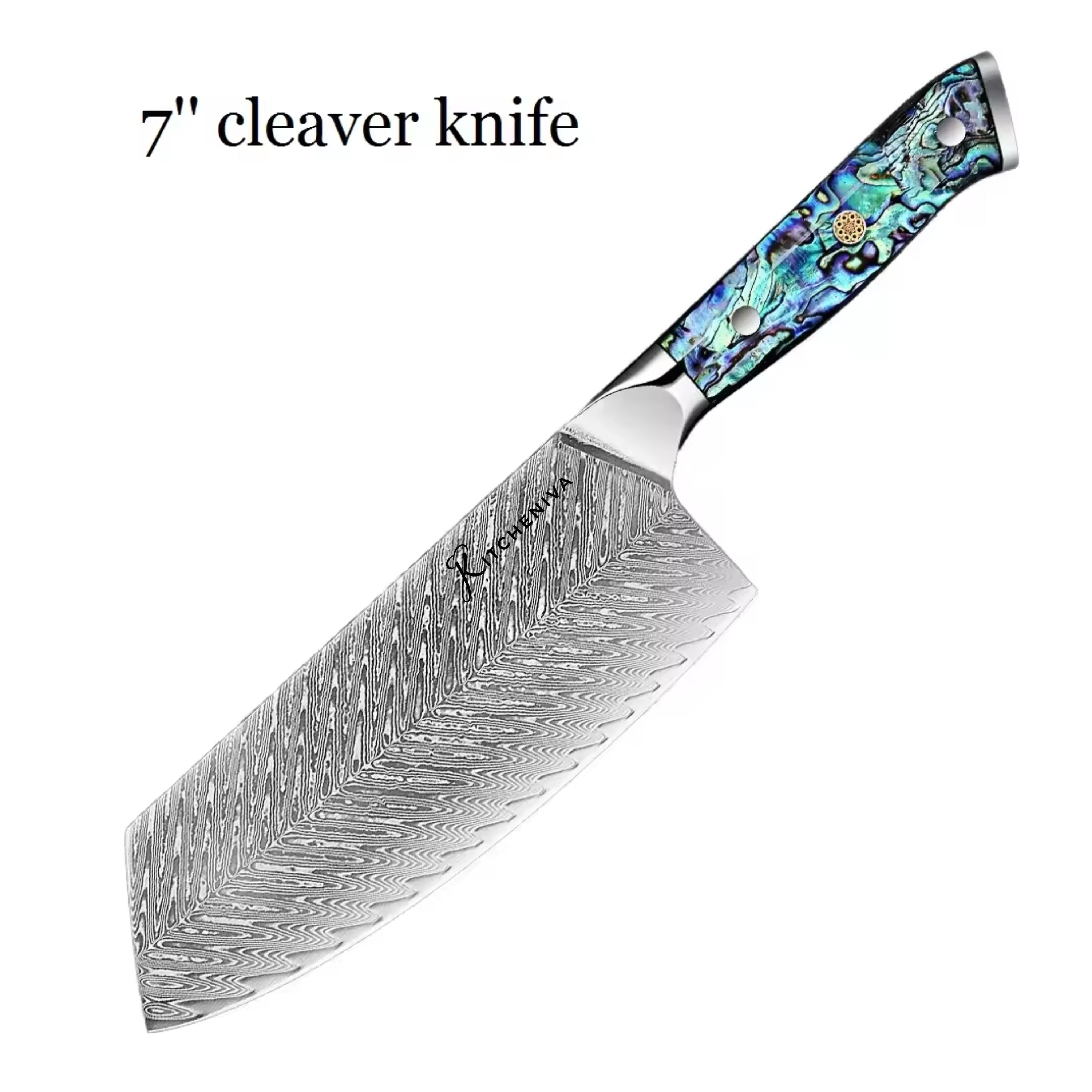 Kitcheniva 4-Piece VG10 Core 67 Layer Damascus Steel Knife Set with Abalone Shell Resin Handle